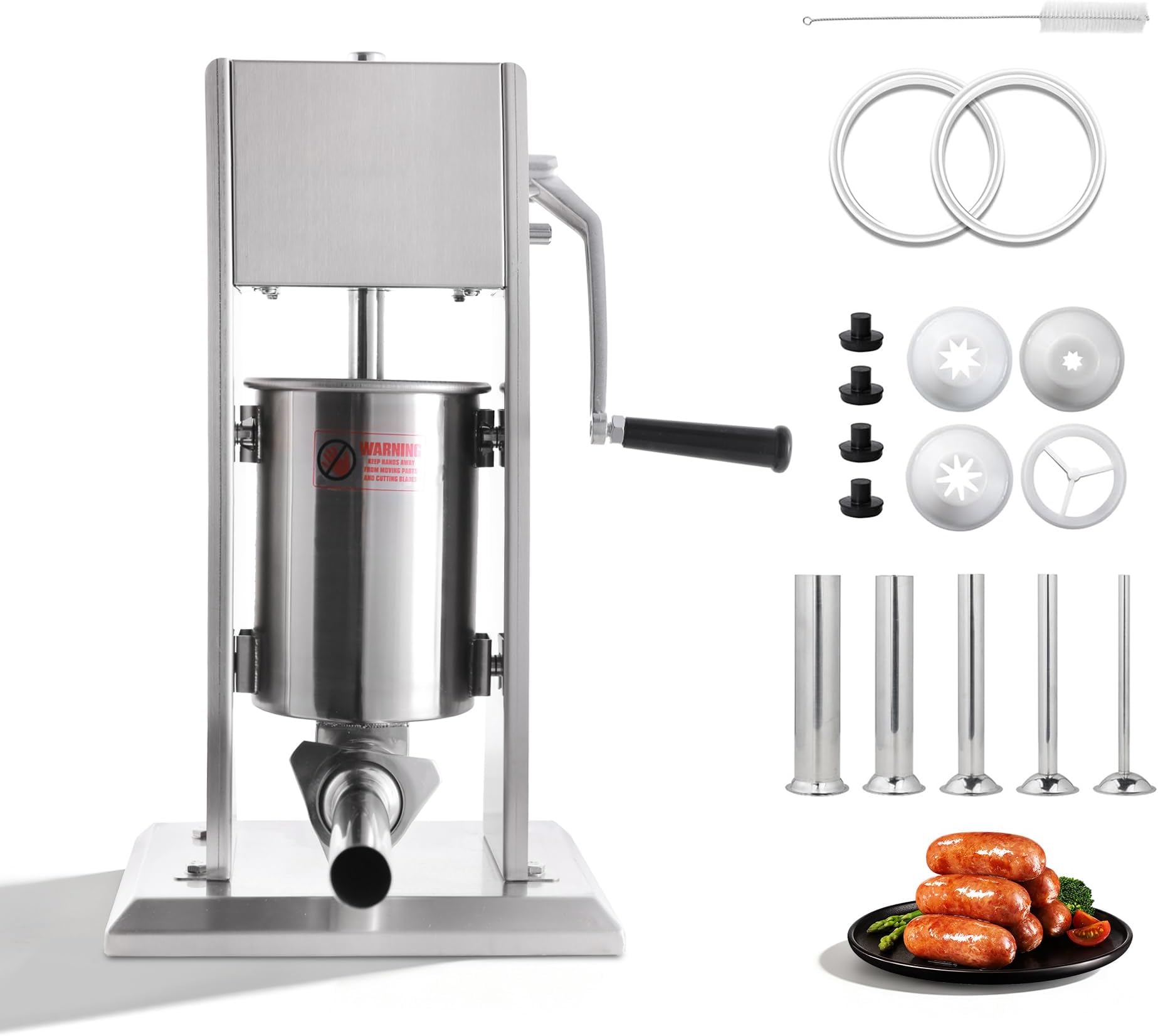 HAKKA BROTHERS 2 in 1 Sausage Stuffer, Vertical Sausage Maker and Spanish Churro Maker Machines with 2 Speed, 7LB/3L