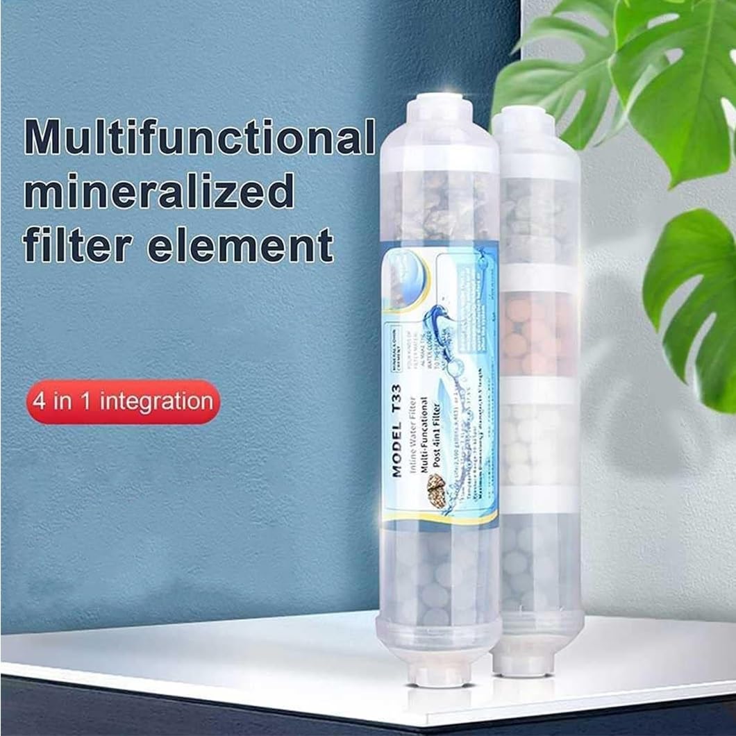 Lot 4 cartouches filtrantes minérales multifonctionnelles 4 en 1, format 10in, interface universelle, adaptées post-filtration domestiques