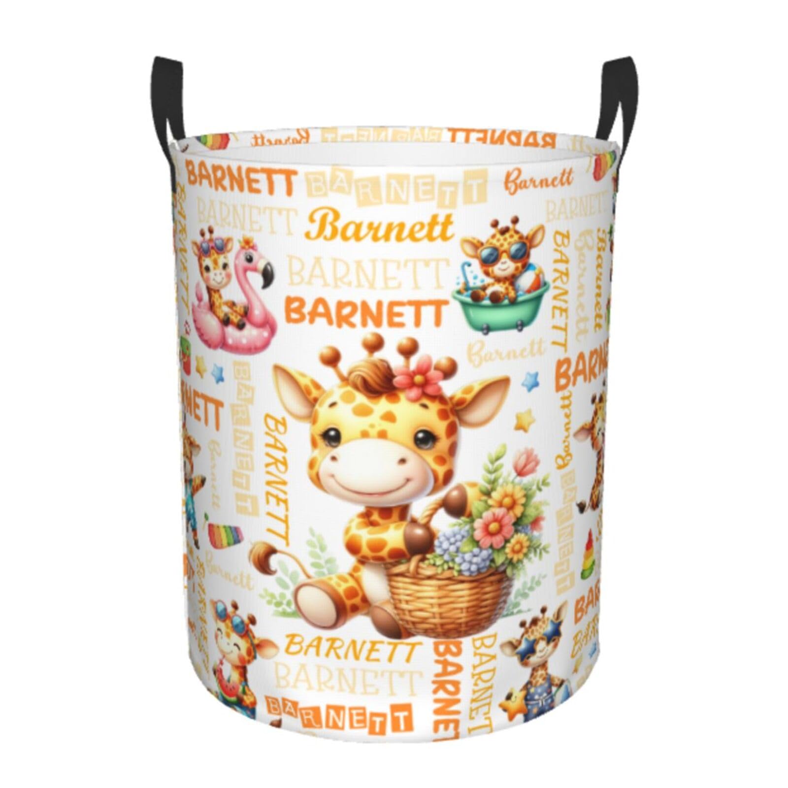 Custom Giraffe Laundry Hamper Basket, Personalized Giraffe Gifts with Name for Kids Adults, Foldable Animal Laundry Basket, Dirty Clothes Storage