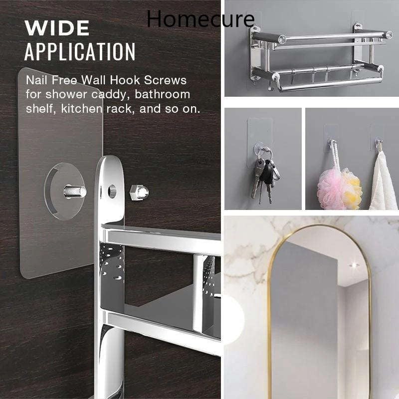 Image of Photo Frame Hooks for Wall Without Drilling, | Self-Adhesive Hooks for Wall Heavy Duty Strong | Nail Free for Hanging Photo Frame Stainless Steel | (Nail Hook, Pack of 5)