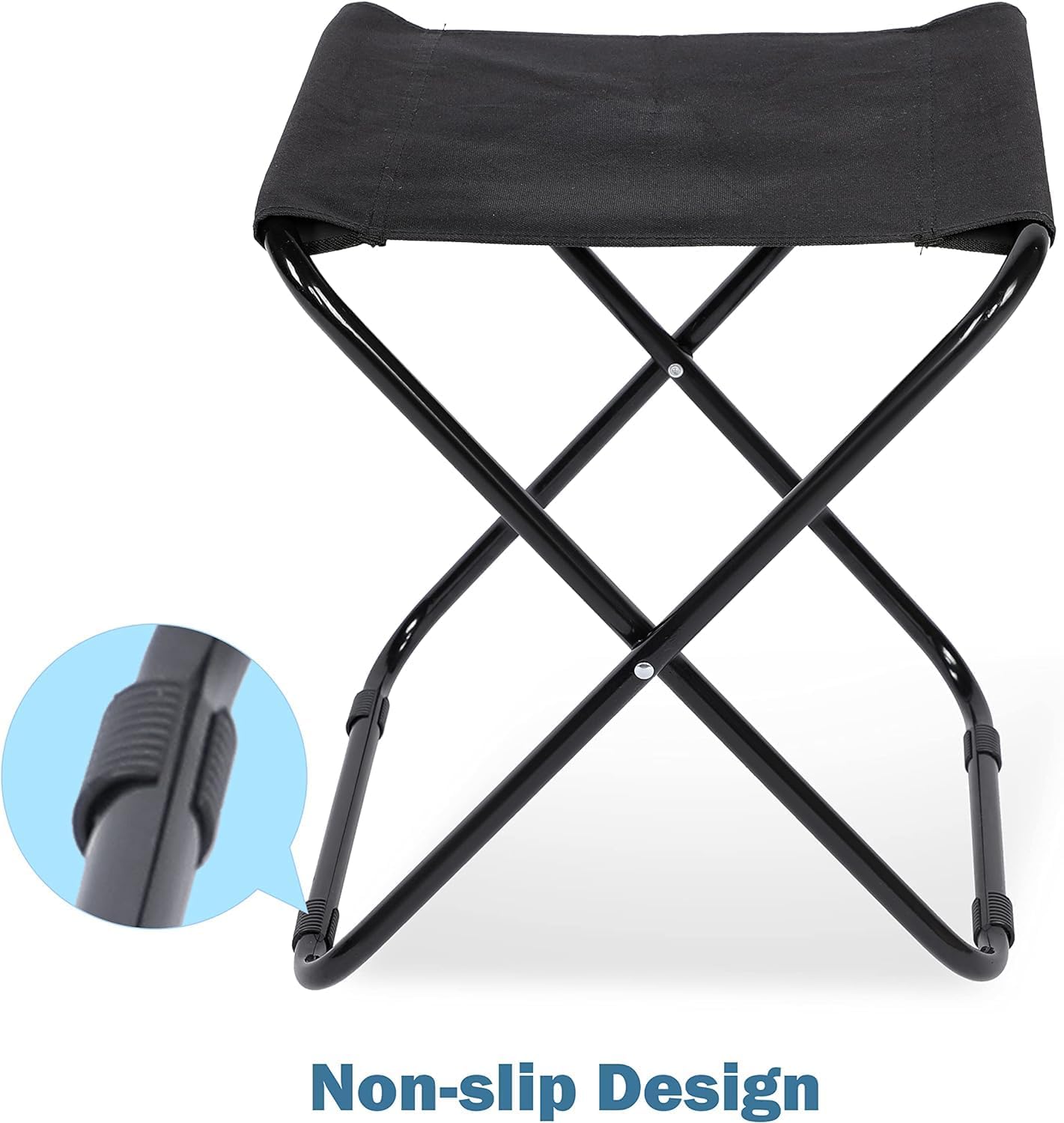 Carda Craft-Camp Chair, Foldable Stool Light Weight Metal Material 17.5 Height Practical Foldable Stool Design Fishing Picnic Camping BBQ Beach Hunting Hiking, Climbing a Mountain Travel (Black) 2