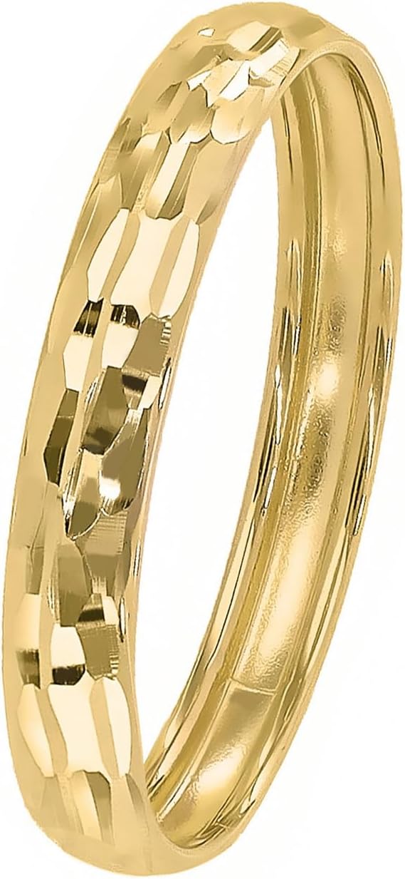 forme di Lucchetta - Womens 14K Gold Textured Band Ring, Size 5-10, Italian Gift for Her - Authentic Jewelry from Italy