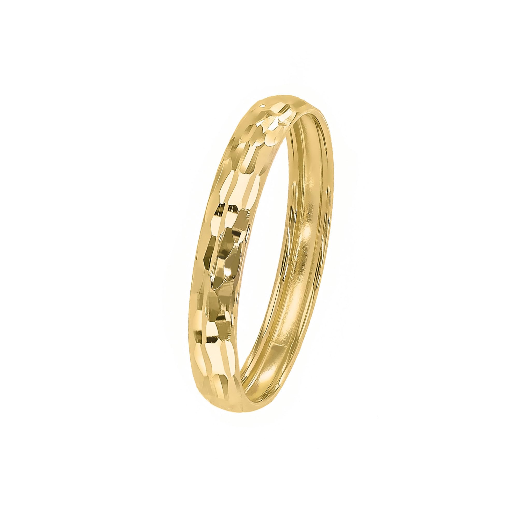 forme di Lucchetta - Anello Fedina in Oro Vero 14K con Effetto Diamantato | Misure 10-22 | Regalo Elegante per Lei
