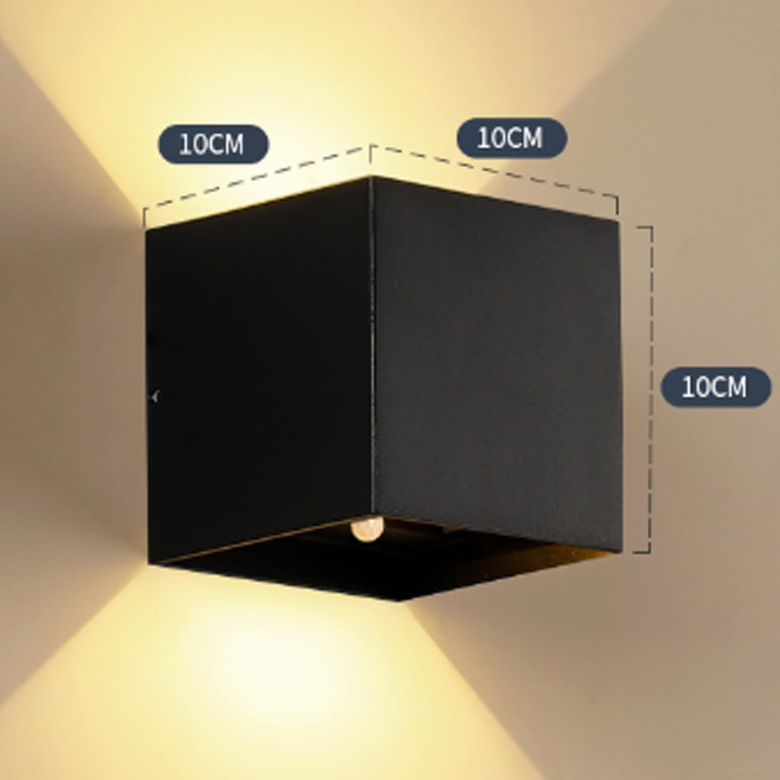 LED Interno Applique da Parete con Sensore di Movimento Luce da Parete Regolabile Angolare Alluminio Lampada da Parete USB Ricaricabile Rettangolare Design per Soggiorno (Nero Luce Calda,2 Pezzi)
