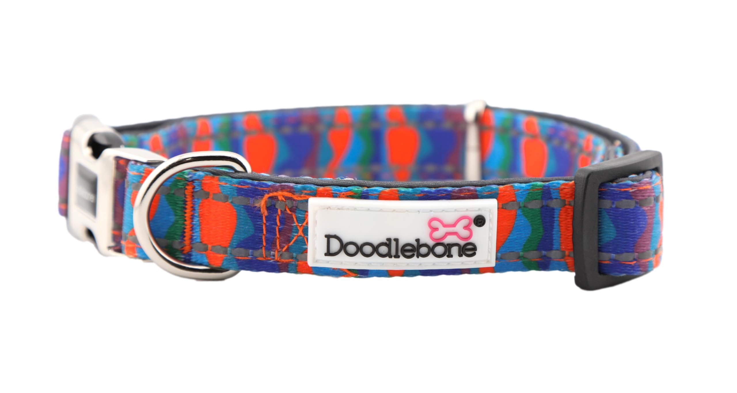 Doodlebone, Padded Dog Collar, Adjustable Breathable Comfort Collar with Reflective Stitching