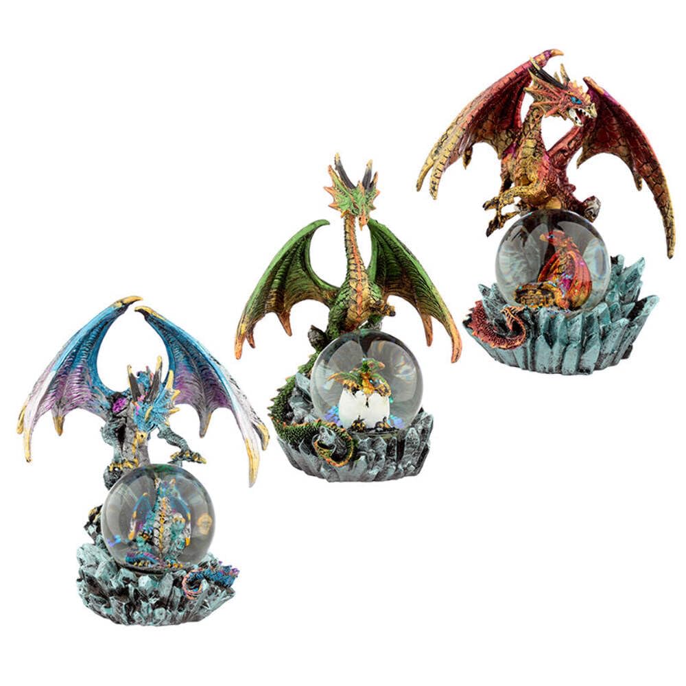 Puckator Dark Legends Crystal Orb Dragon Mother Snow Globe - Fantasy Design - Home Decoration - Plastic Snow Globes For Adults - With Real Glass - Snow Dome - Resin - Beautiful Snow Globes Uk
