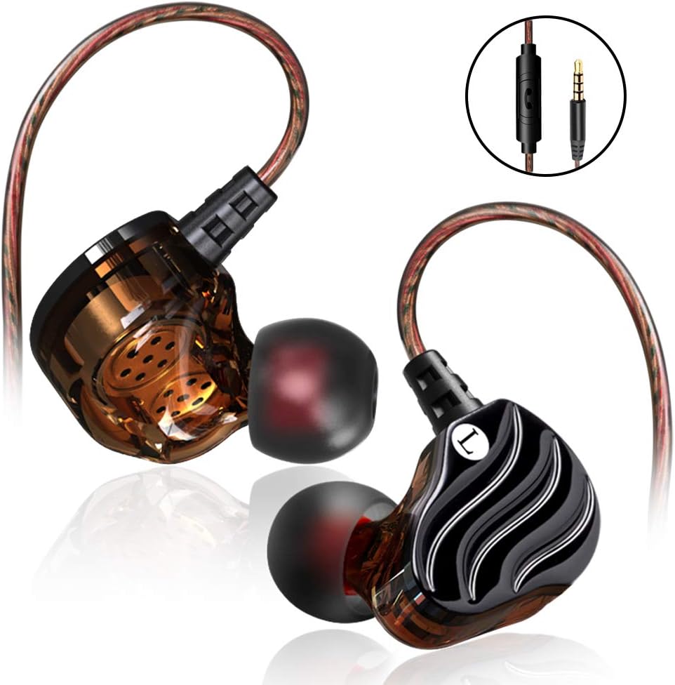 Running Earbuds, Quad Earbuds Wired, SXGINBT Cool Earbuds with Microphone, Sport Music Bass Headphones for PSP 5S 6S S7 S8 S9 S10(Black)