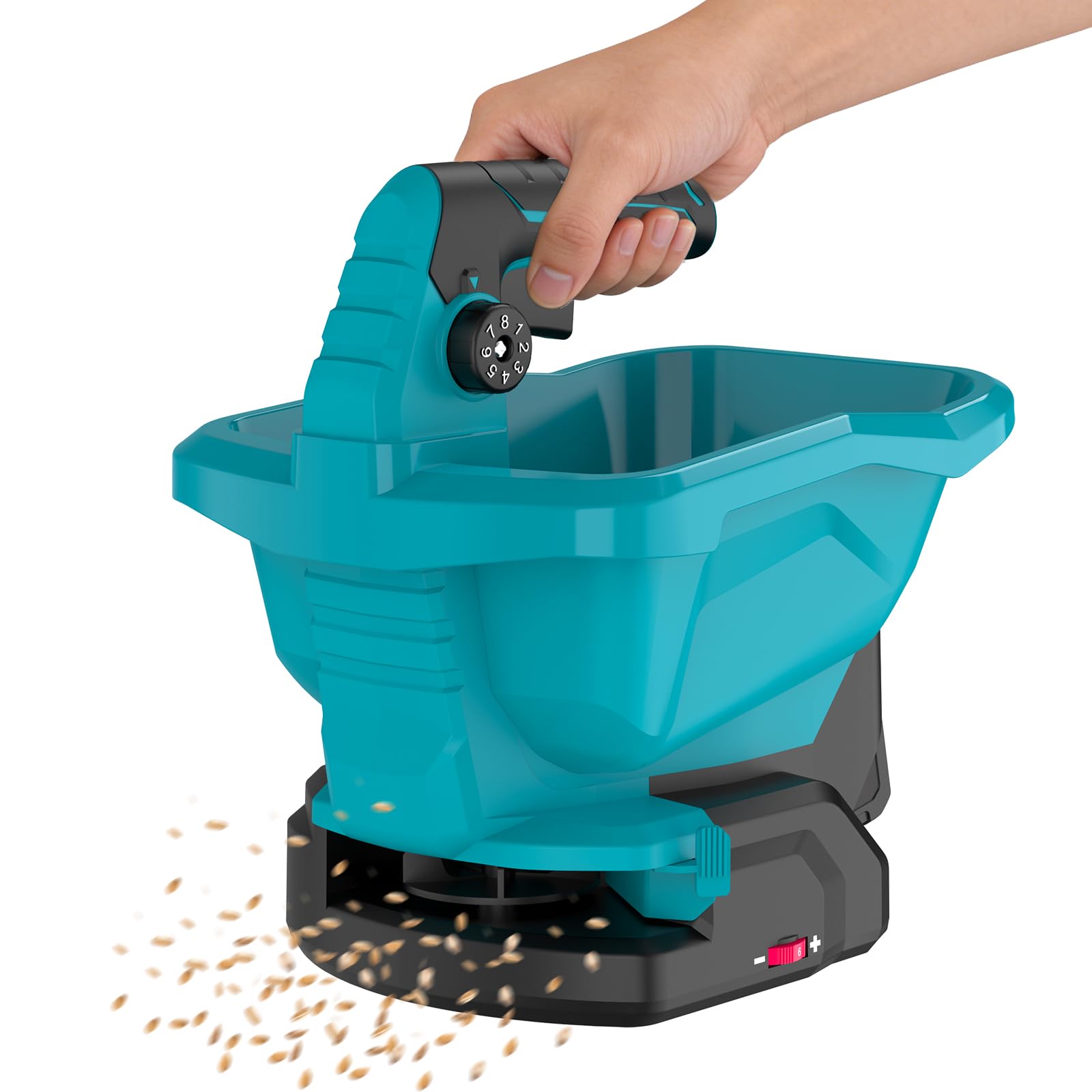 Épandeur d'engrais sans fil pour batterie Makita 18 V, épandeur universel sans fil 3,3 l avec réglage de la vitesse de rotation à 6 niveaux, réglage de la quantité d'épandage à 8 niveaux, angle de
