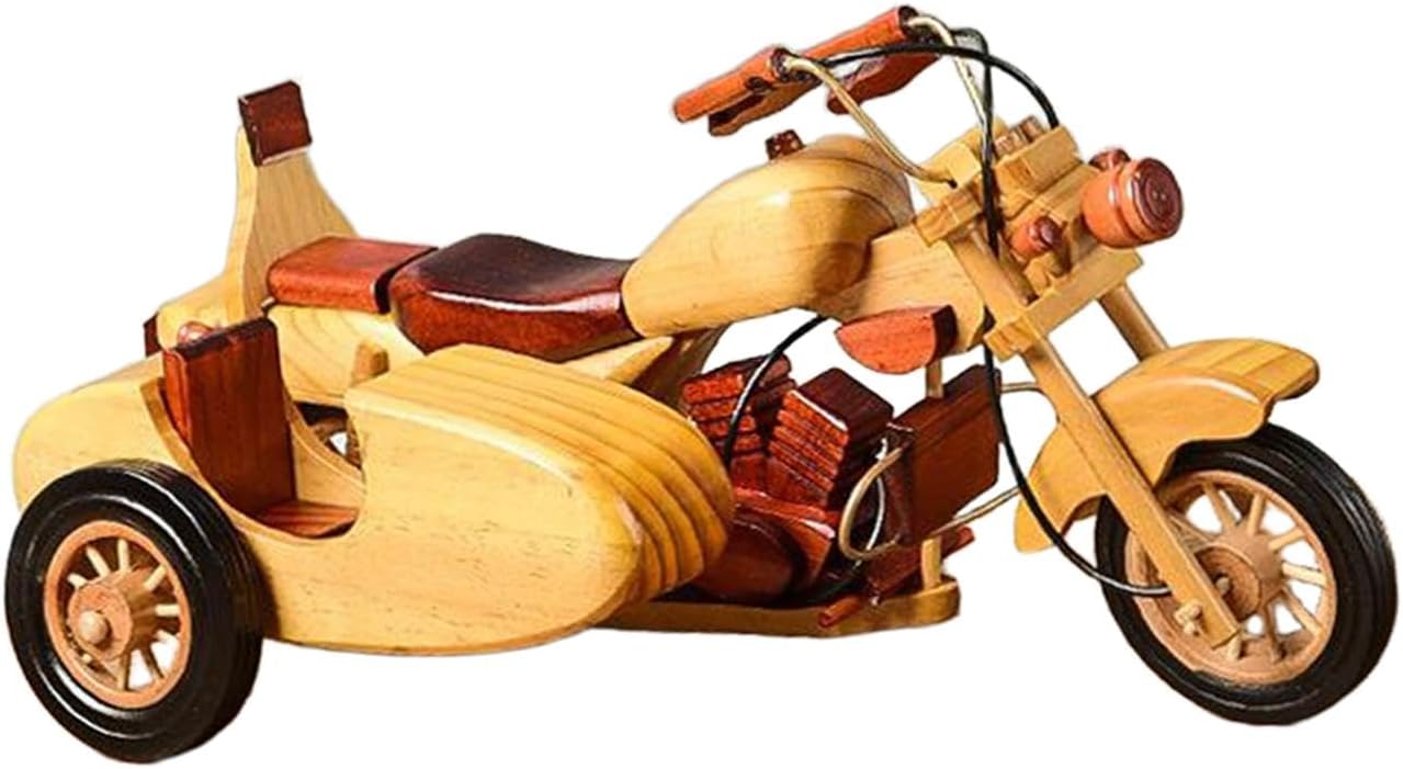Wooden Motorcycle Model Sculpture Handmade Vintage Design Desktop Ornament for Bookshelf Bar Decor Collectible Gift- Style A