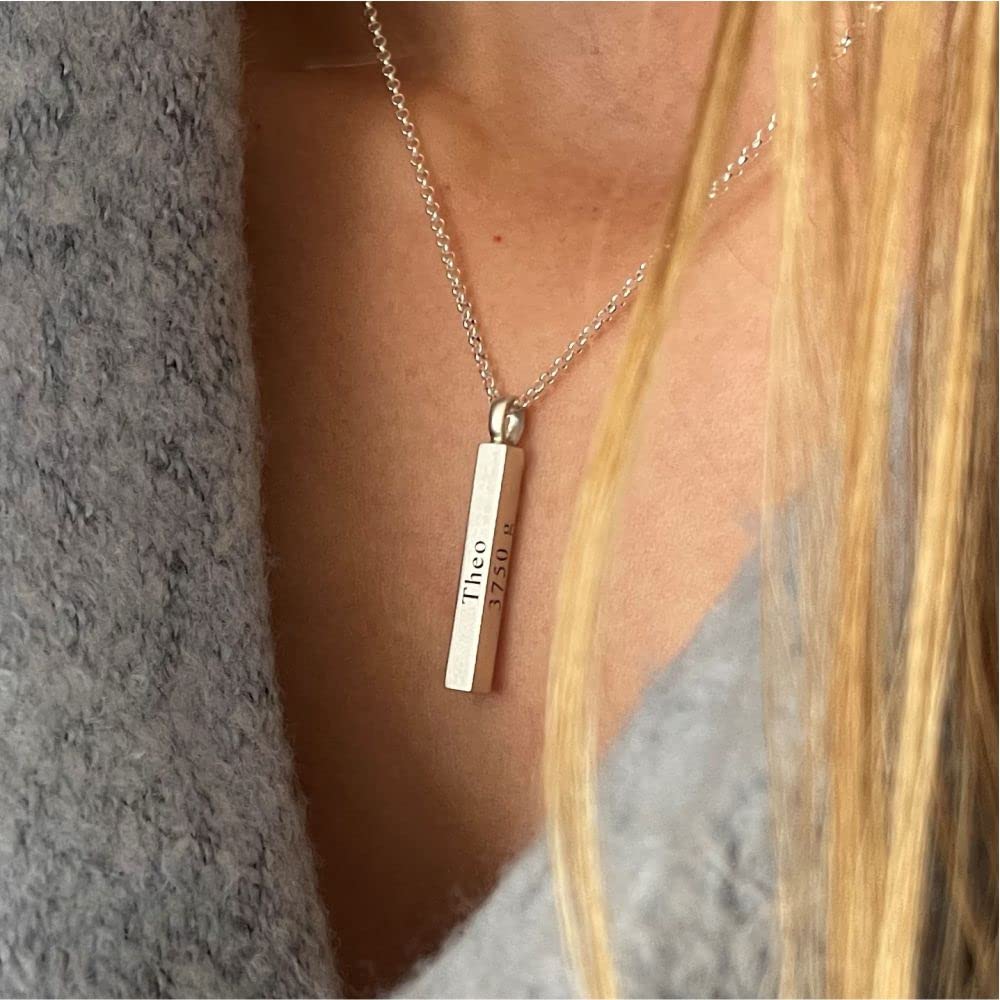 Namenskette Silberkette 925 Silber mit Gravur Namensgravur Gravurschmuck Namensschmuck Koordinaten Barren Anhänger Ankerkette | HANDMADE IN GERMANY
