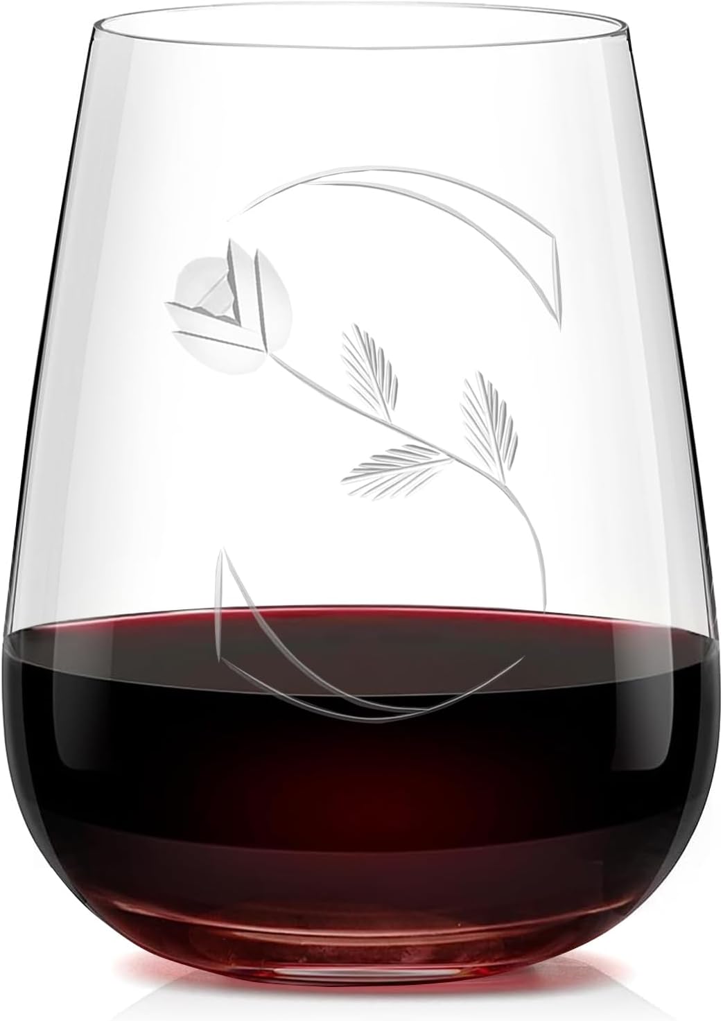 Unique Monogrammed Stemless Wine Glasses - Personalized with Letter S Initial, 16 Oz Capacity, Handcrafted Crystal Stemless Glasses with Engraved Initials - Ideal Wine Gifts for Women, Men