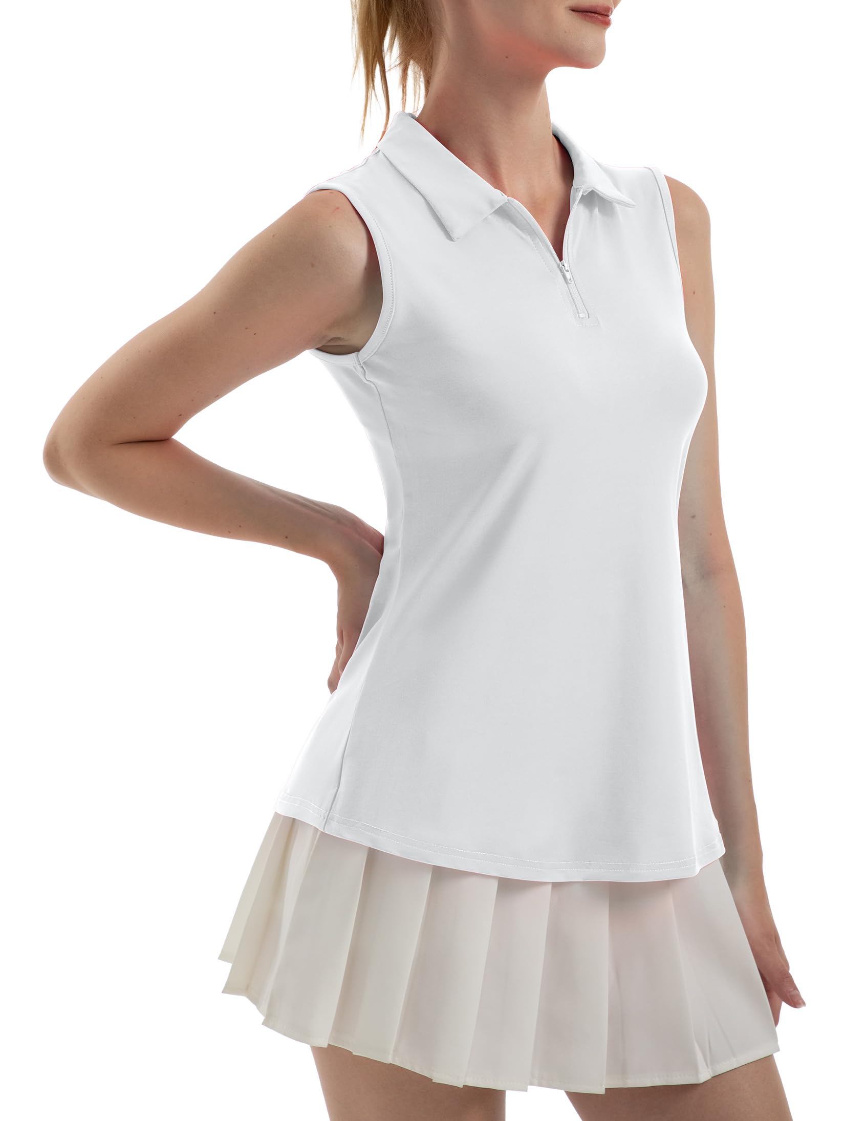 FKEEP Women's Sleeveless Polo Golf Tennis Shirt Tank Tops T-Shirts V-Neck with Collar Quick Dry Workout Athletic
