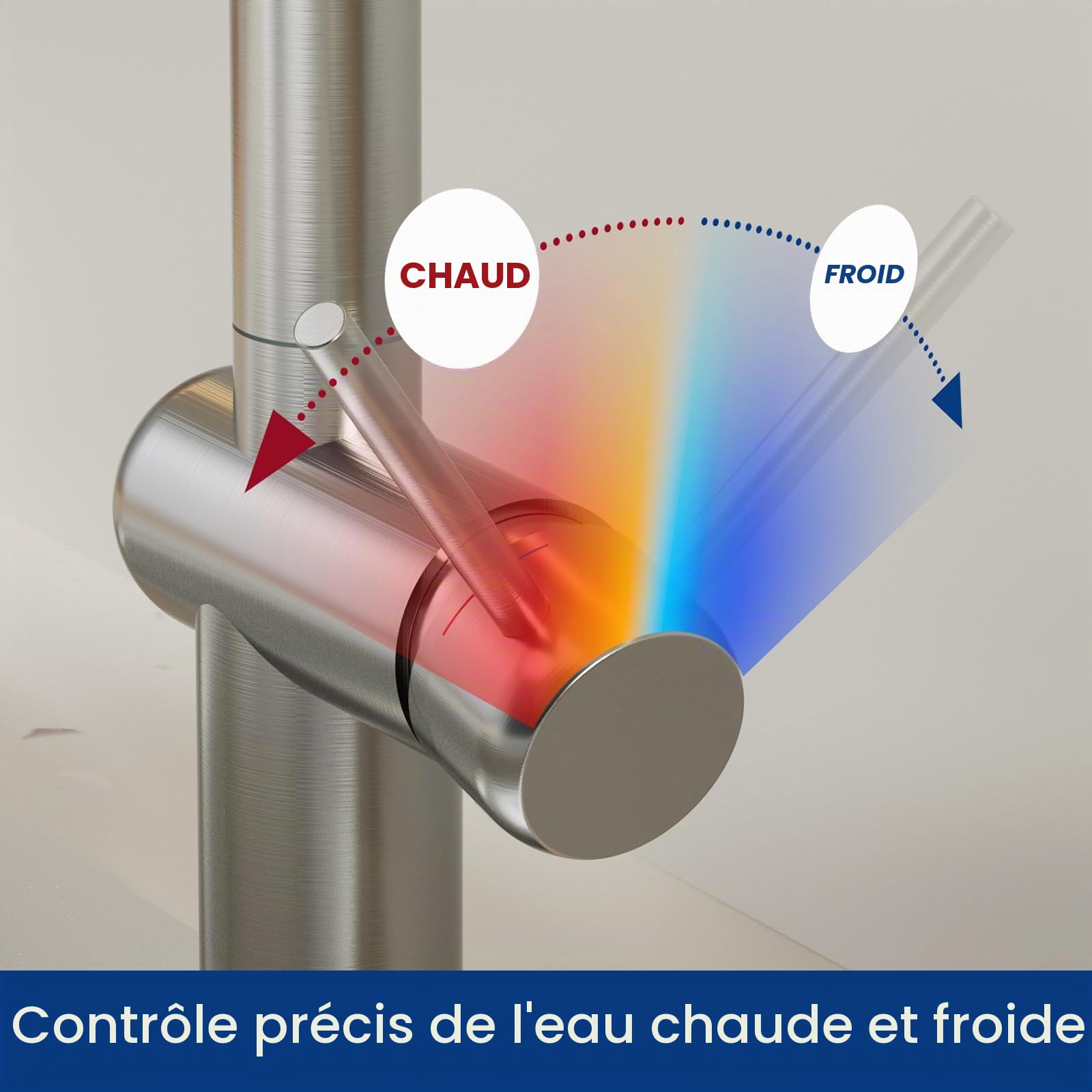 CECIPA Robinet Cuisine, 2 Modes, Mitigeur Cuisine Douchette, Rotatif à 360°