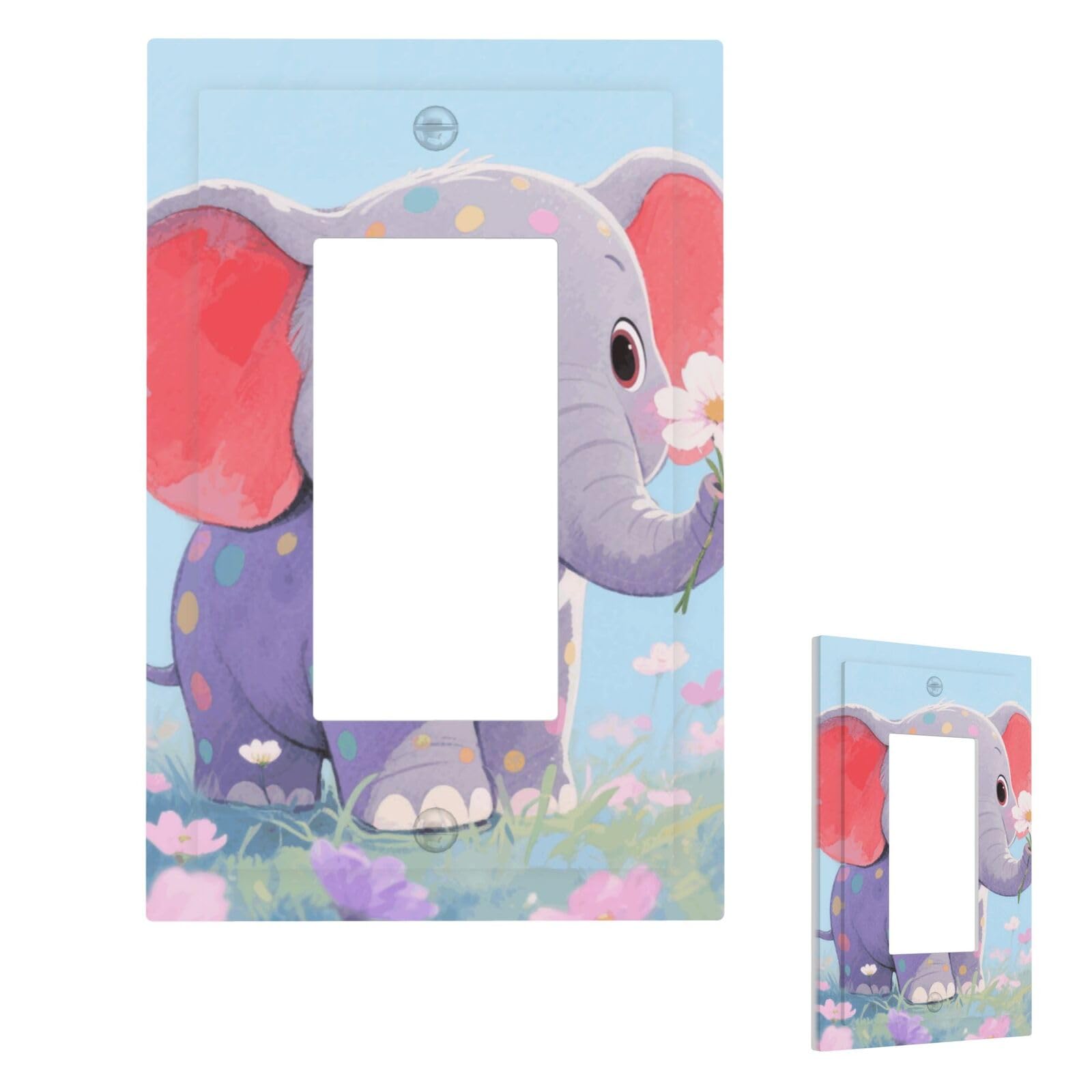 Elephant Wall Plate Cover Modern Decorative 1 Gang Light Switch Cover Unbreakable Receptacle Outlet Covers For Living Room Bedroom Home Decor 1 Gang