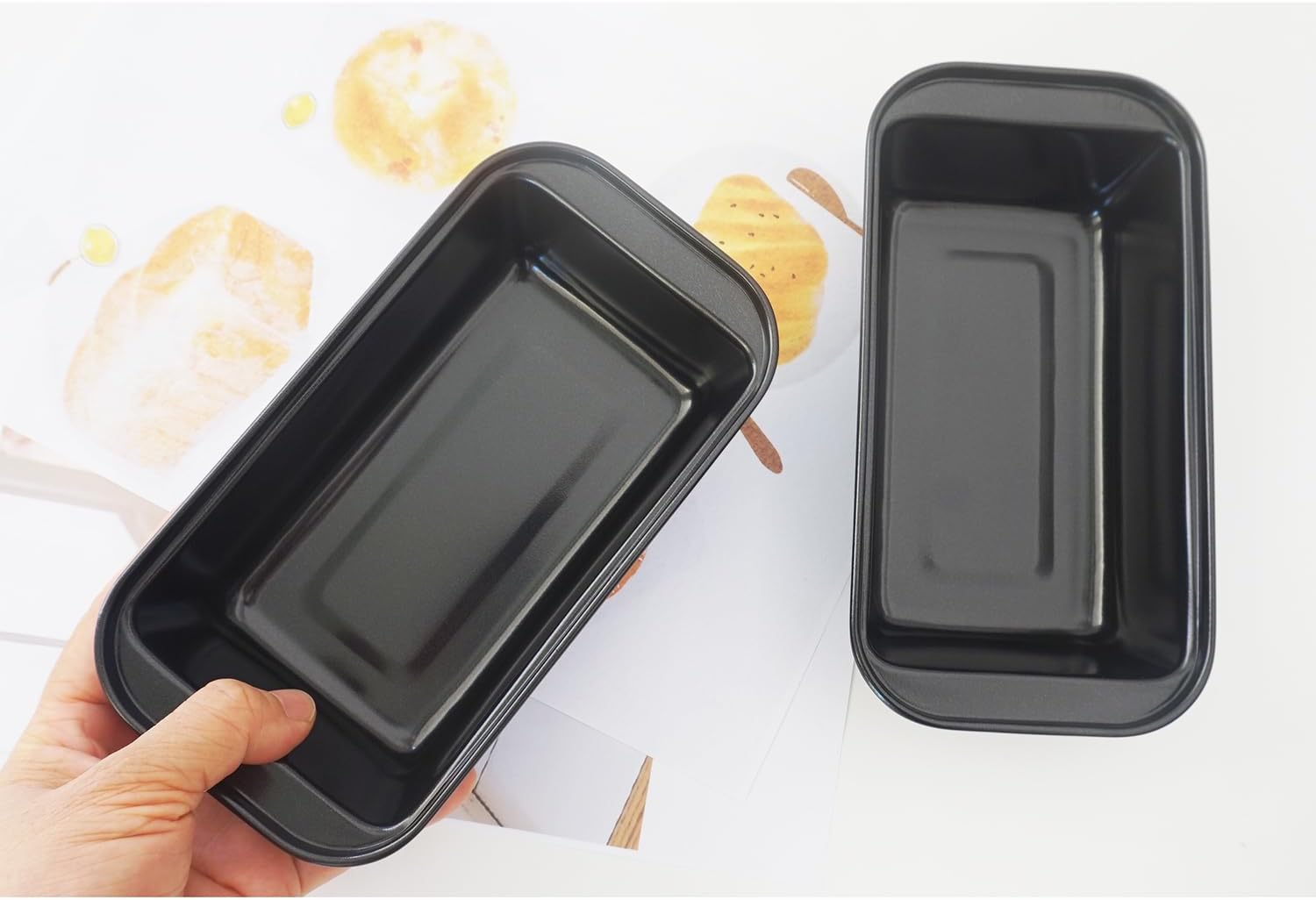 Mini Loaf Pans, 6" x 3.3" Nonstick Carbon Steel Bread Pan, Rectangle Loaf Baking Cake Tin for Small Banana Bread, Meatloaf, Sourdough, Brownies - Set of 4, Black - Image 4