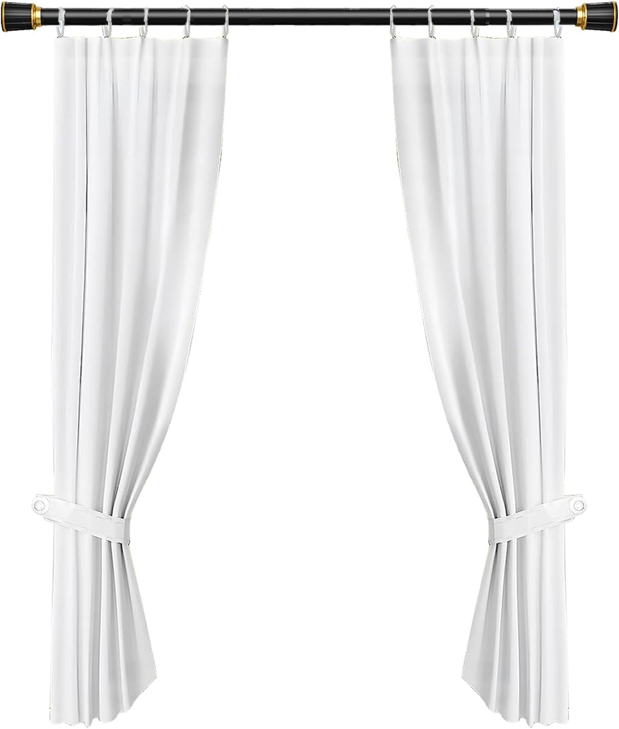 Shower Curtain Rod 16-200 Inch, Adjustable Tension Spring Curtain Rod, No Drill Window Curtain Rod for Bathroom, Room Dividers, Bedrooms, Easy to Use (Color : Black, Size : 161"-197")