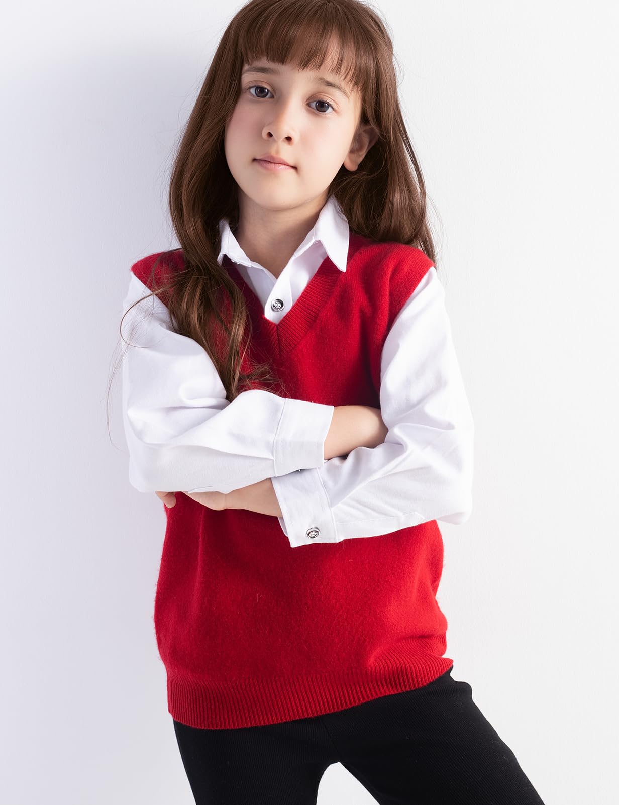 Chanyarn Jungen 100% Merinowolle Pullunder 2025 Herbst Winter Mädchen Lässig V-Ausschnitt ärmellos Strickpullover Weste