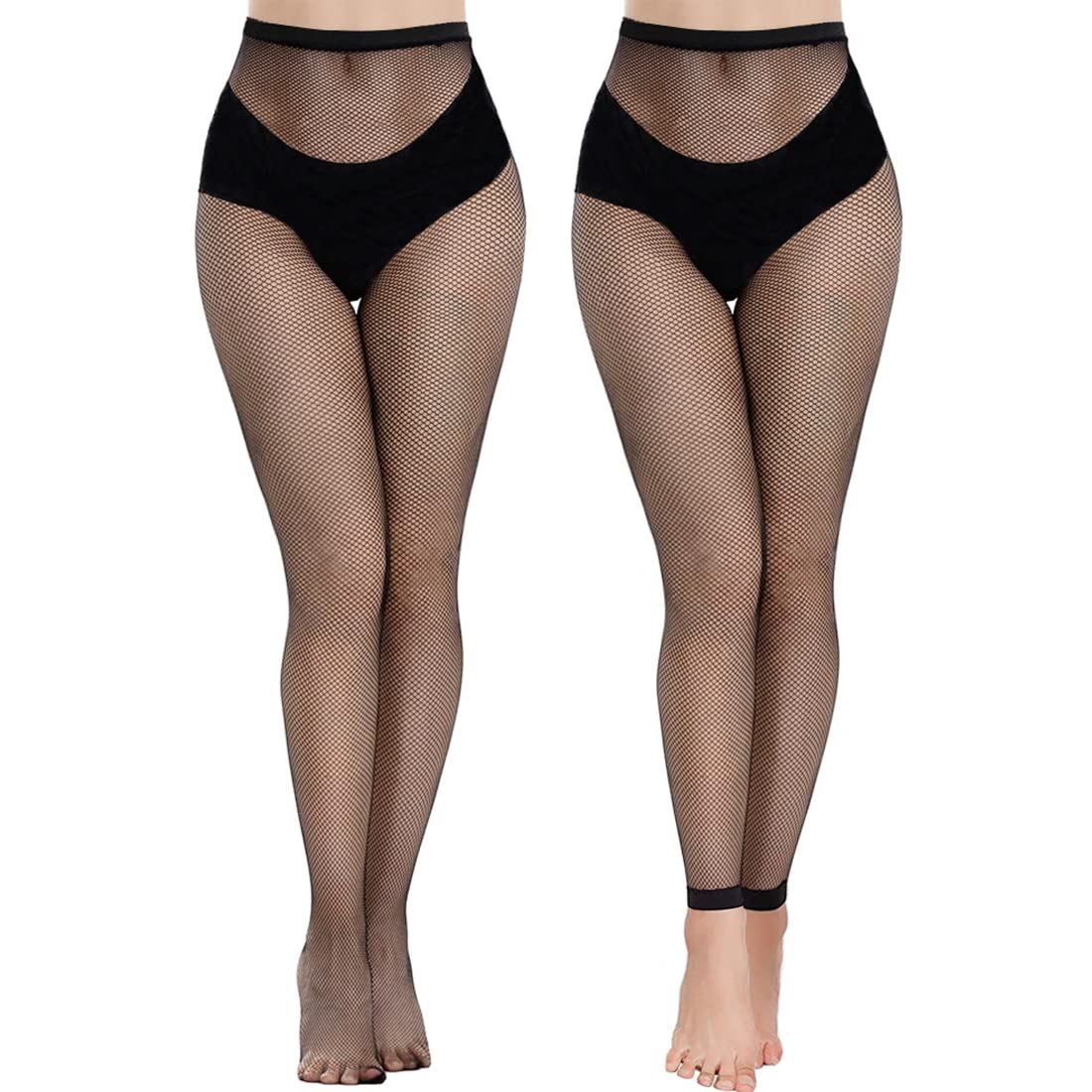 Dorilin Women's Black-Small Grid Plus Size Fishnet Tights High Waist Fishnet Stockings Footless Net Pantyhose Legging, One Size