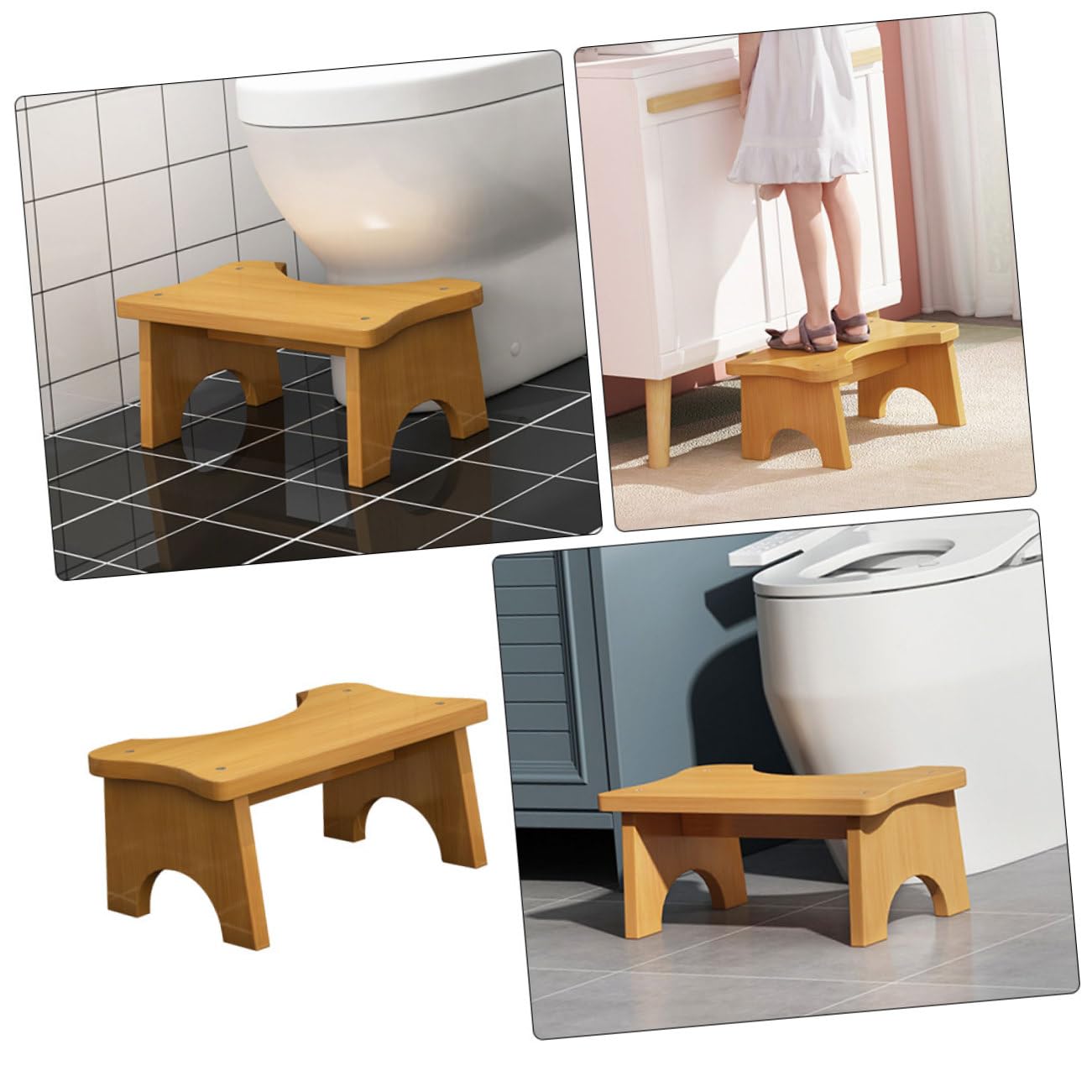 Toilettensitz Trittschemel mit Starker Tragfähigkeit und Platzsparendem Design Stabiler Fußhocker fürs Badezimmer für Kinder und Ganze Familie