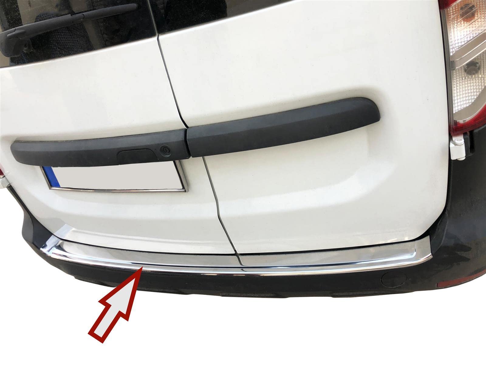 Recambo | Protector de Parachoques trasero | Compatible con Dacia Dokker | a partir de 2012 | Acero Inoxidable Cromado | Protección borde de carga