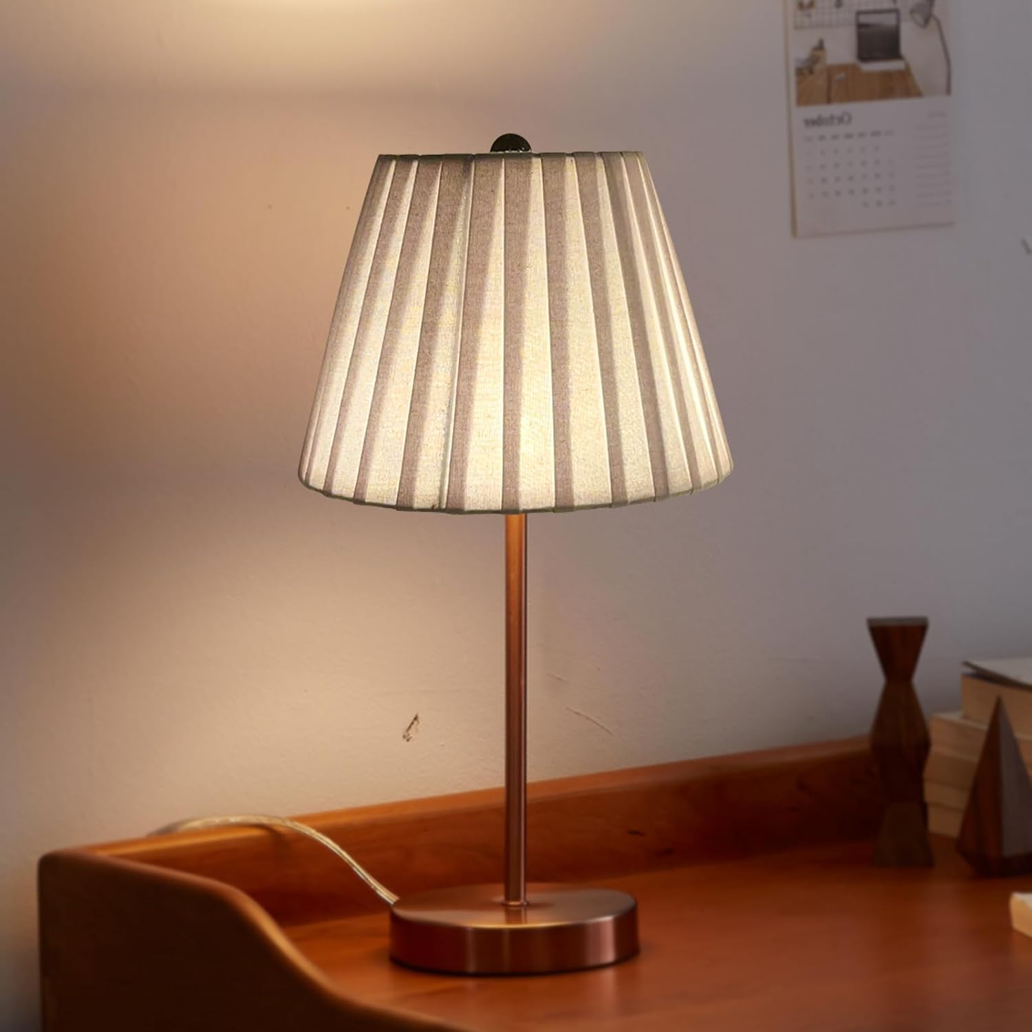 TOOTO STAR Small Lamp Shade, White Pleated 6x10x7.5inch Bell Shade for Table Lamps, Floor Lamps and Pendant Lamps (Spider Fitter), Handmade of Natural Linen