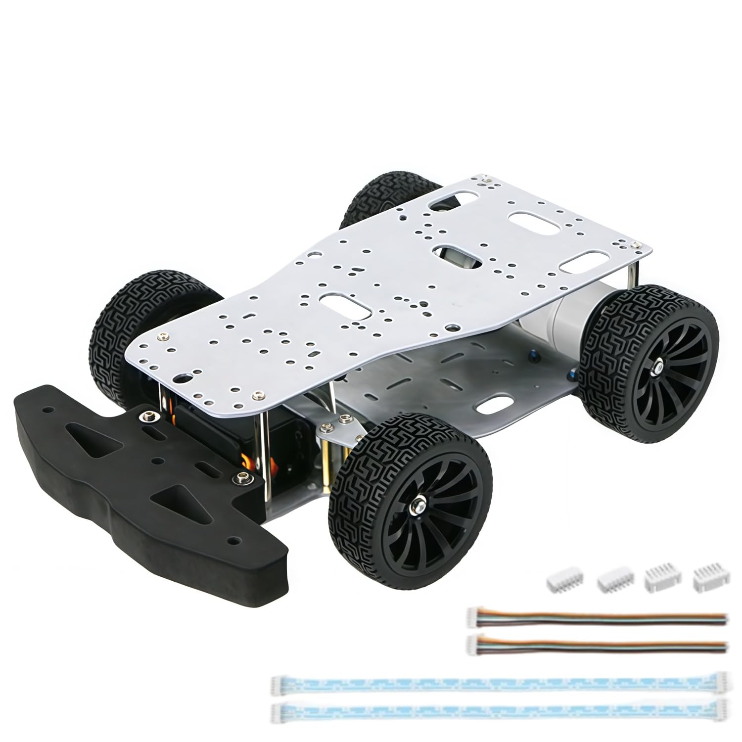 MiJunHD 4WD Drive Wheel Robot Car R3 Robotic Chassis Kit Aluminum Alloy Hall Encoder RC Tank ROS Programmable STM32 Smart Robot Cars DIY Kit (Ackerman Chassis)