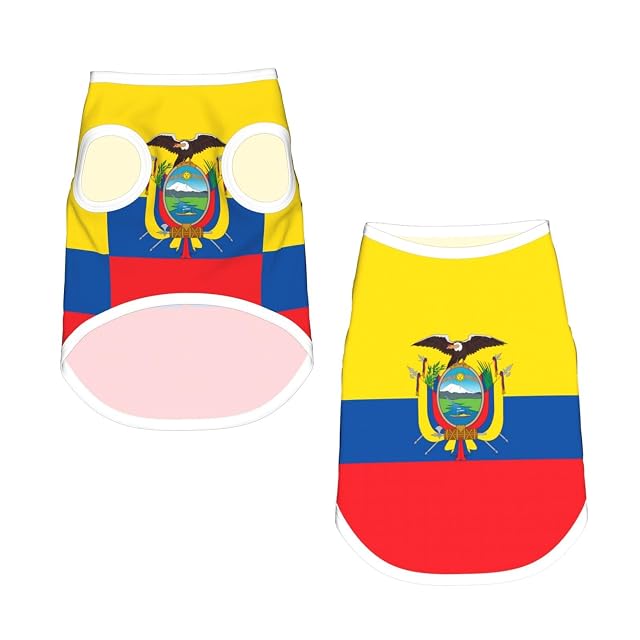 Foto 2 de 8 de Camiseta sin mangas transpirable con bandera de Ecuador para mascotas, talla L, suave y ligera
