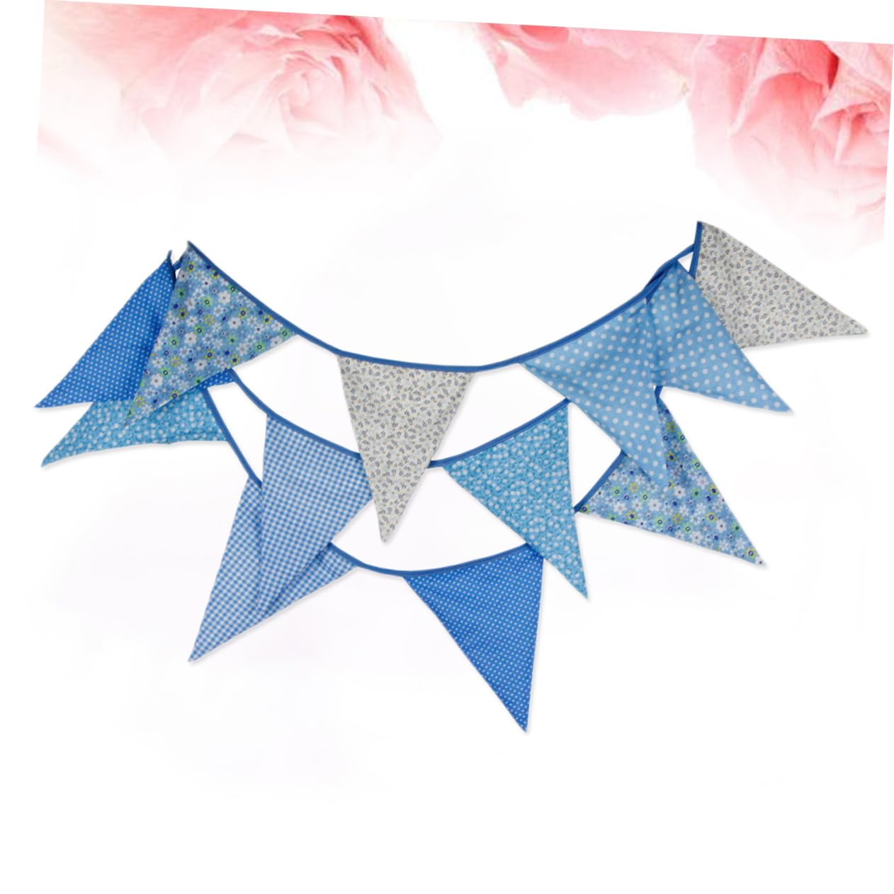 jojofuny 2 Banderines De Tela De Fieltro Triangulares De Tela Decoraciones para Casa De Baby Shower para El Hogar De Bautizo Niño para Guirnalda De Flores Azules Banderines