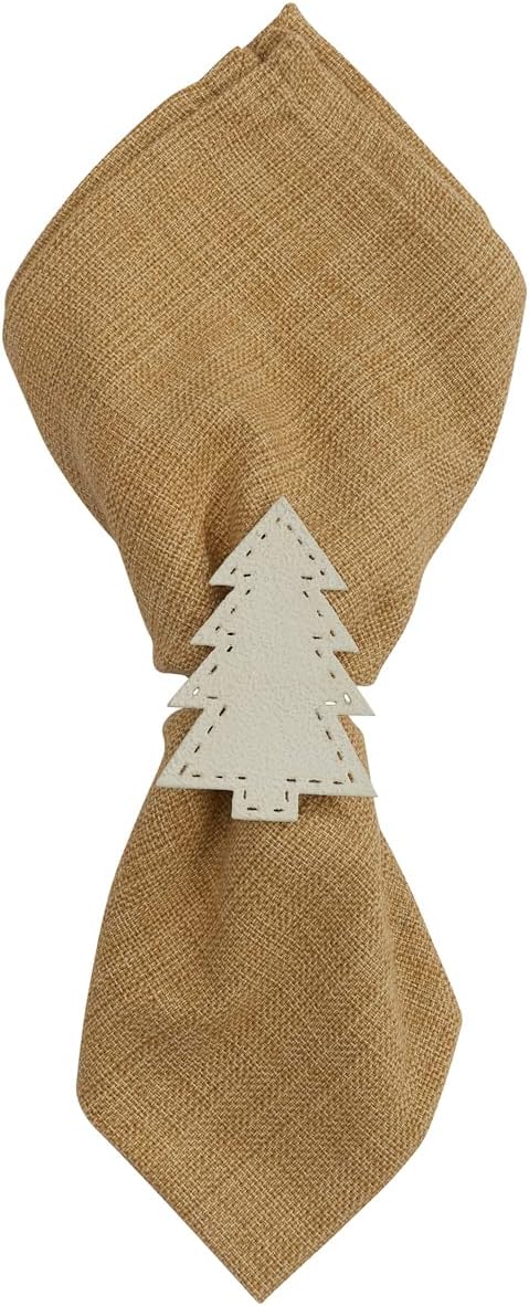 Park Designs Candy Cane Napkin Ring Set of 4 | Rustic Burlap Holiday Napkin Holders with Red Gingham Bow & Festive Bells | 3" H x 3.25" W x 2.5" D | Farmhouse Christmas Table Decor