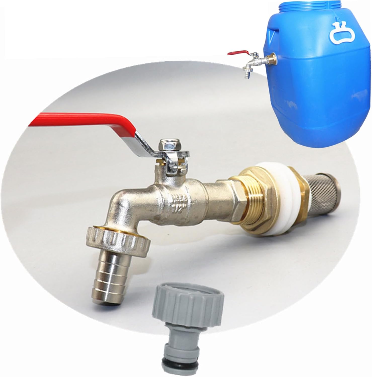 Rain Barrel Spigot Brass Faucet Kit Water Barrel 1/2 Inch Turn Ball Valve for Water Tanks Tubs Pool