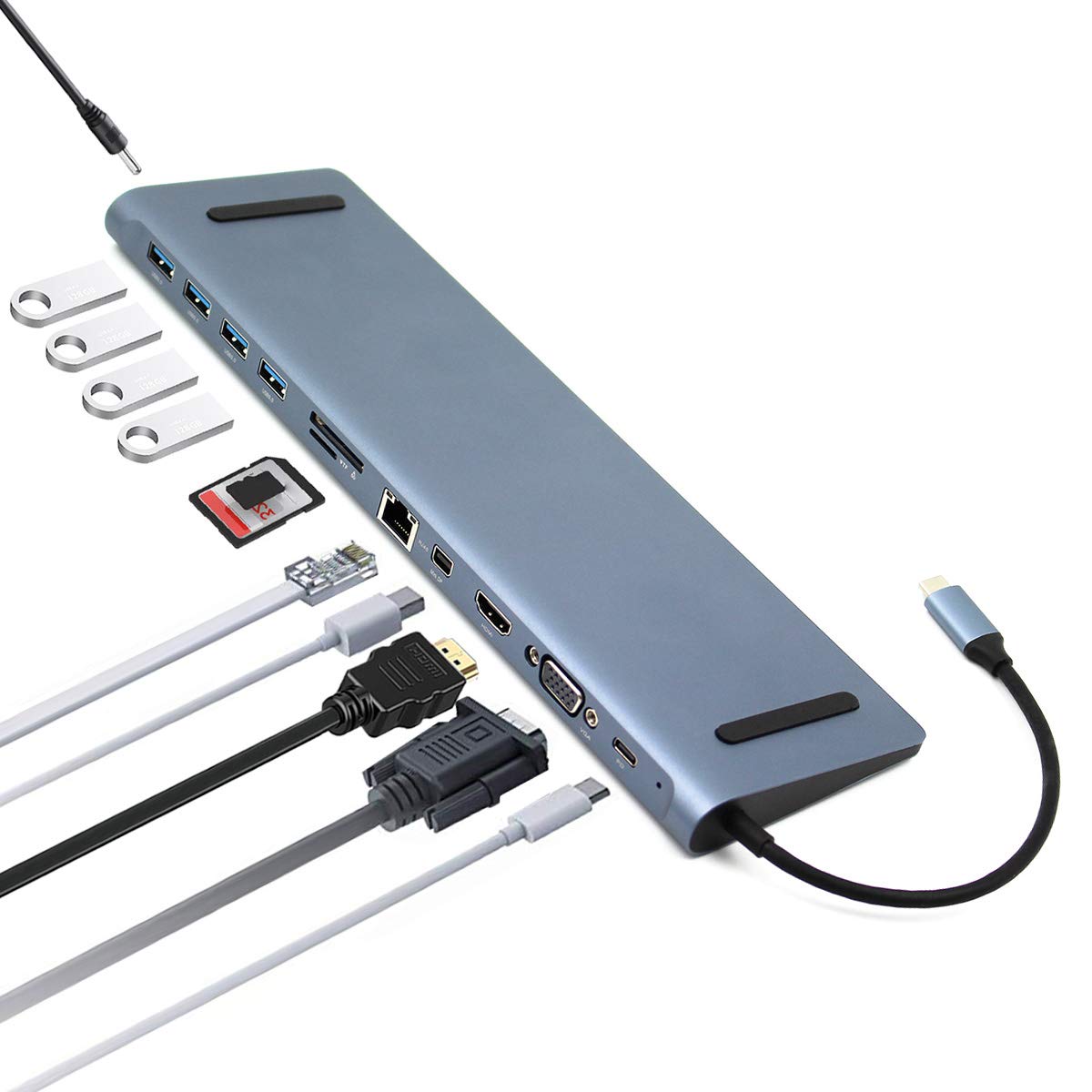 Wiistar USB C HUB 12 in 1 Docking Station 4K@30Hz HDMI, Mini DP, 4 USB 3.0, RJ45 Ethernet, VGA 1080P, SD/TF Card Reader, 60W PD Charging Power, 3.5mm Audio for Mac Book and Type C Laptops (B0832TWLR5) Amazon Price History, Amazon Price Tracker