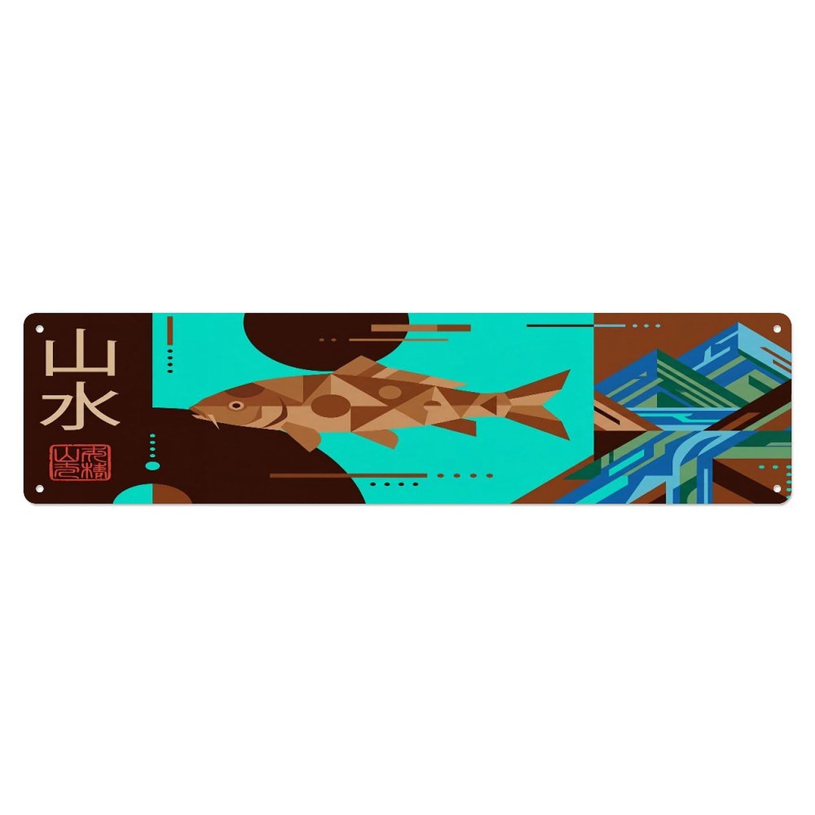 Xanthor Style Metal Tin Sign Vintage Koi Fish Japanese Winding