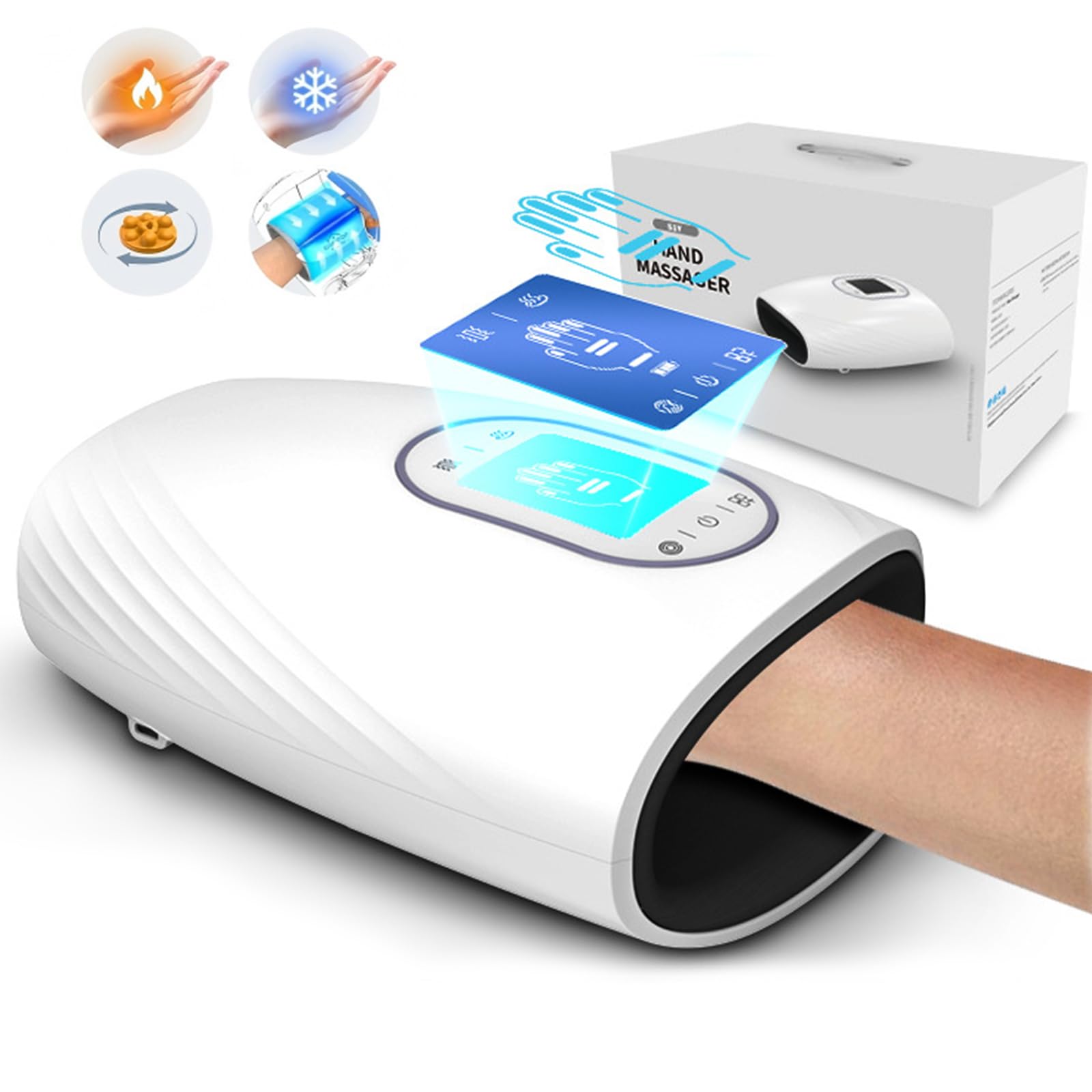 Cordless Handmassagegerät,Elektrisches Handmassagegerät, wiederaufladbares hand massagegerät mit Heizung Kompression, Ideal zur Linderung von Handermüdung,geeignet als Geschenk für Männer und Frauen