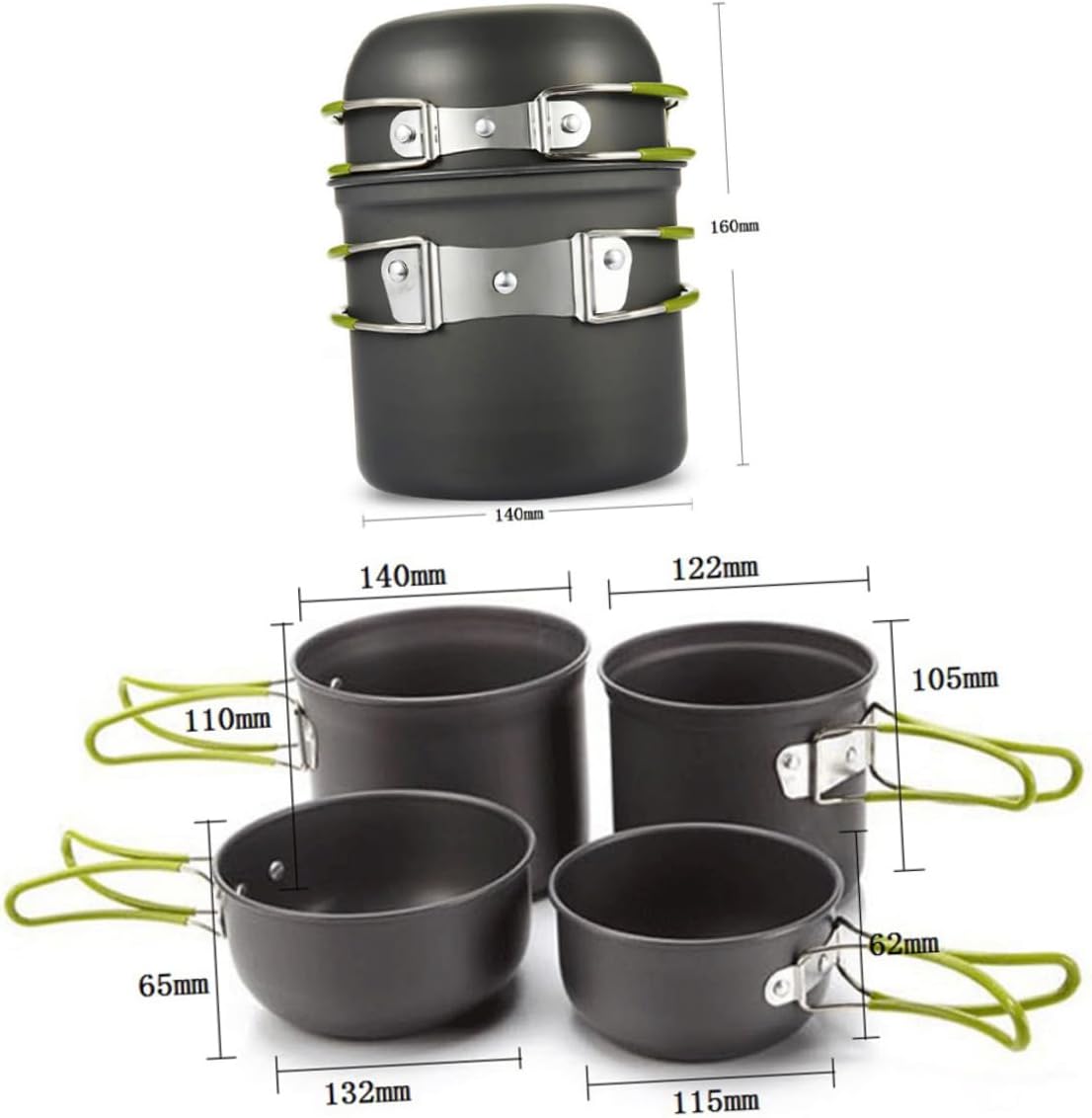 VICASKY 1 Set Portable Camping Utensils Aluminium Alloy Cooking Kit for People Non Stick Durable Outdoor Cookware for Picnics and Barbecues