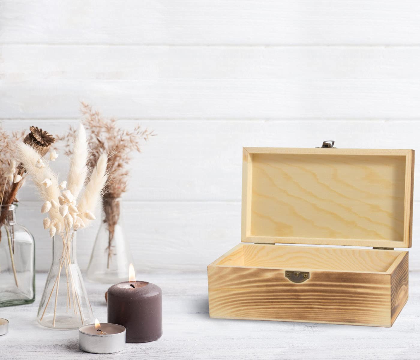 LAUBLUST Grote houten kist met deksel en handgrepen, 30x20x14cm, naturel, FSC® | Multifunctionele houten kist, Opbergdoos | Geschenkverpakking | Decoratieve knutseldoos | Speelgoedkist | Geheugen doos