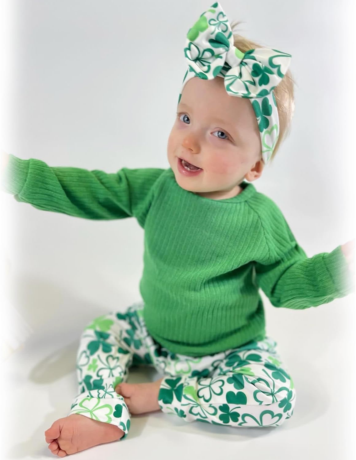 HINTINA Infant Baby Girl Knit Pullover Long Sleeve Sweater Outfits Fall Winter Clothes Clothing Set