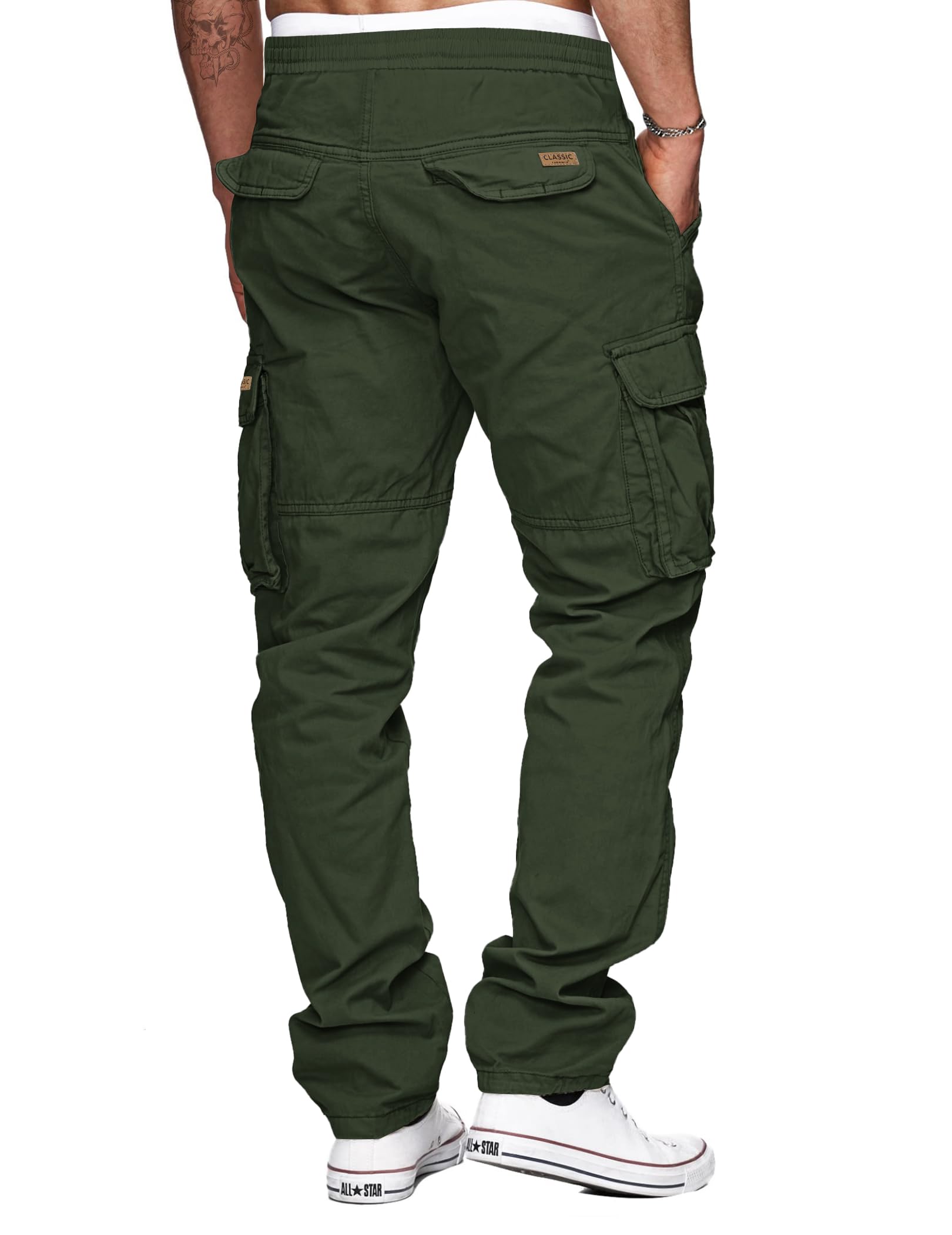 TARAINYA Pantaloni Cargo Uomo Cotone Baggy Coulisse Chino con Tasche