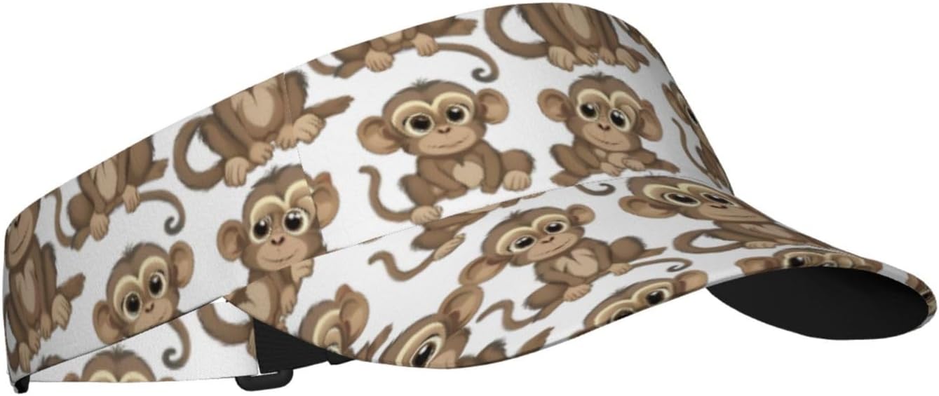 Sloth Background Print Sun Visor Hats for Women Men Adjustable Sports Golf Running Sun Caps Black