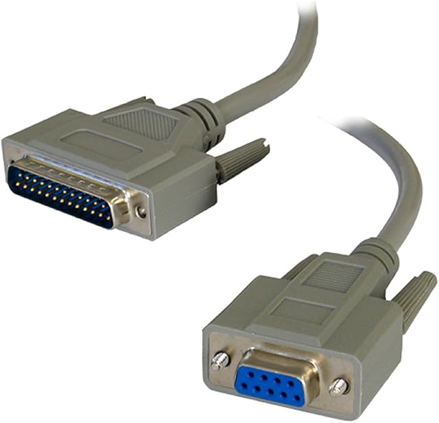 kenable DB9 9 Pin Serial Female to 25 Pin Male Printer Data Cable 2m [2 metres]