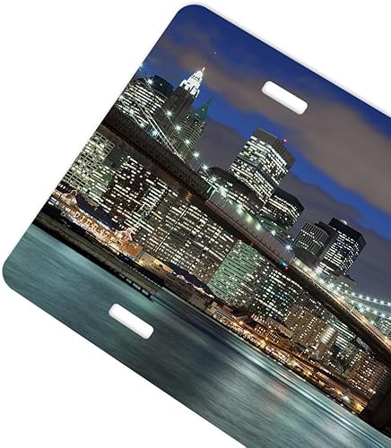 Miniatura 3 de HOSNYE Placa de matrícula de Brooklyn Bridge para automóvil, cubierta de matrícula delantera de Nueva York Skyline sobre East River, placa