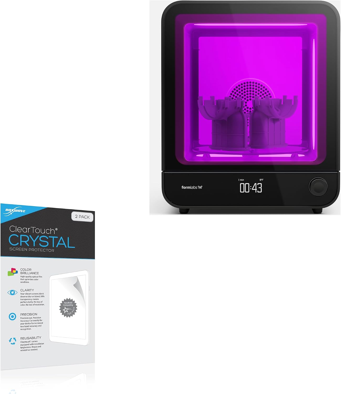 BoxWave Screen Protector Compatible with Formlabs Form Cure V2 120V (4 in) - ClearTouch Crystal (2-Pack), HD Film Skin - Shields from Scratches