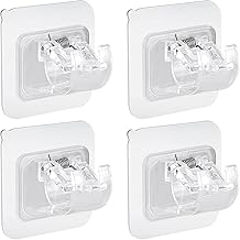 4Pcs Self Adhesive Curtain Rod Bracket No Drill Drapery Hook Holder Fixing Rod Holder Curtain Pole Wall Bracket Towel Rod Hook Home Bathroom Kitchen Hotel Towel Clothes Hanging (Transparent)