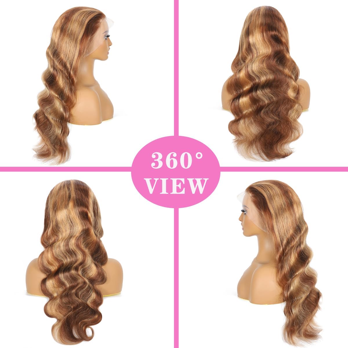 360 Lace Front Wigs Human Hair Full Lace Human hair Wigs Ombre Lace Frontal 180 Density 4/27 Colored Honey Blonde 360 HD Transparent Wigs for Black Women (Blonde, 18 Inch)