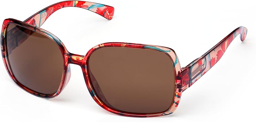 Leafael Polarized Oversized Sunglasses for Women, Red Floral Tortoise Shell Frame, UV400 Protection, Trendy Retro Designer Shades for Beach & Driving
