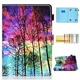 Universal 8 Inch Tablet Case, Techcircle Slim Folio Stand Magnetic Flip Cover with Card Slots+Pen Holder for LG G-Pad 8.0 8.3, Samsung Galaxy Tab A 8.0 8.4, Fire HD 8, ZenPad 8.0, Colorful Forest