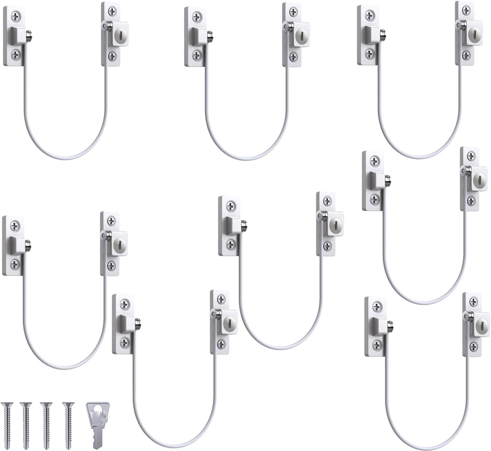 eSynic 8PCS Window Restrictor Locks Baby Security Window Locks for Child Baby Safety Window Locks with Screws Keys Perfect for Home Hotel Office etc