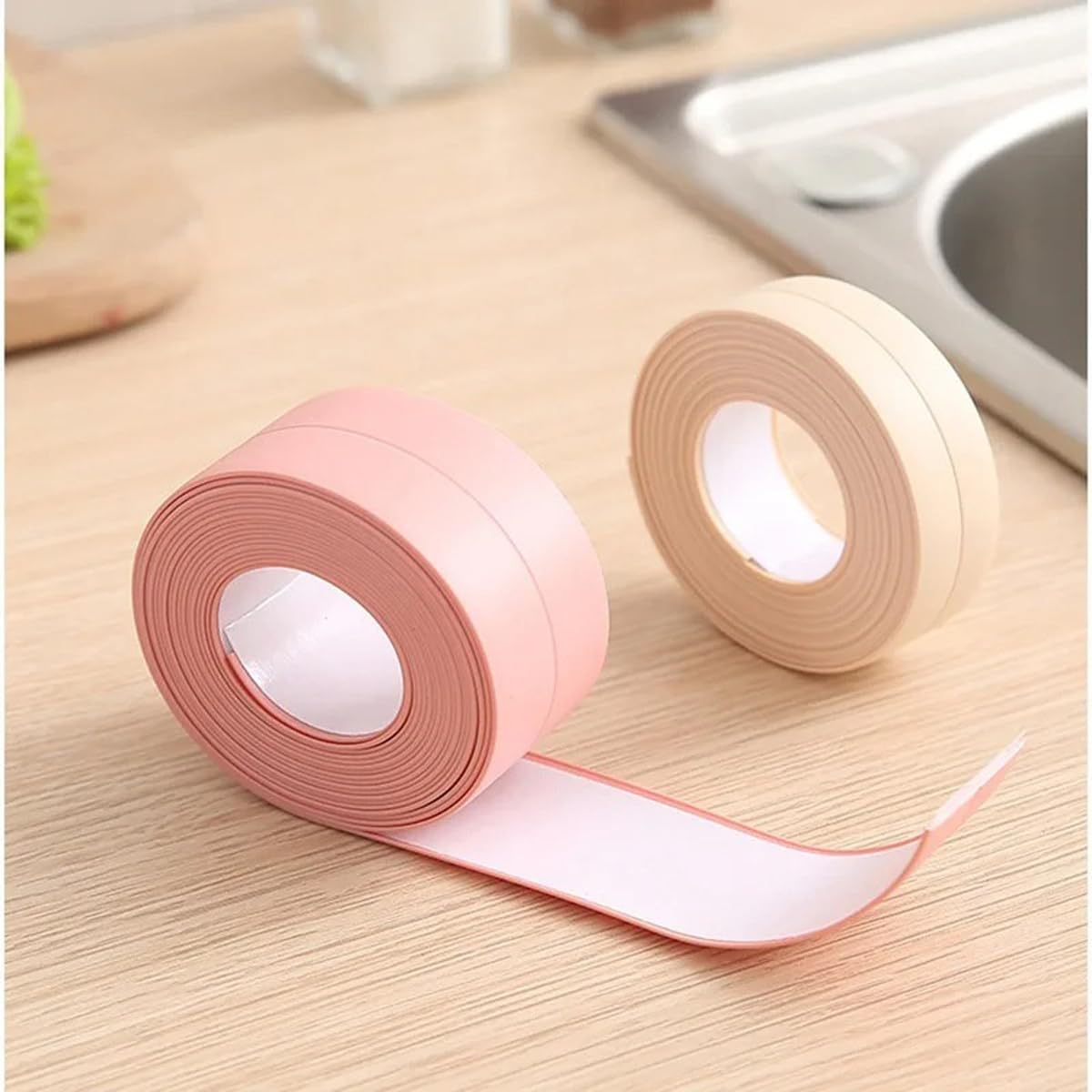 ECYC Ltd Waterproof Caulk Tape for Bathroom, Self Adhesive Caulking Sealant Strip for Tub Surround, Sink, Kitchen Countertop, Wall Edge Protector, 0.86" x3.28ft