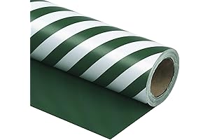 WRAPAHOLIC Green Stripe Christmas Wrapping Paper: Reversible Holiday Wrap