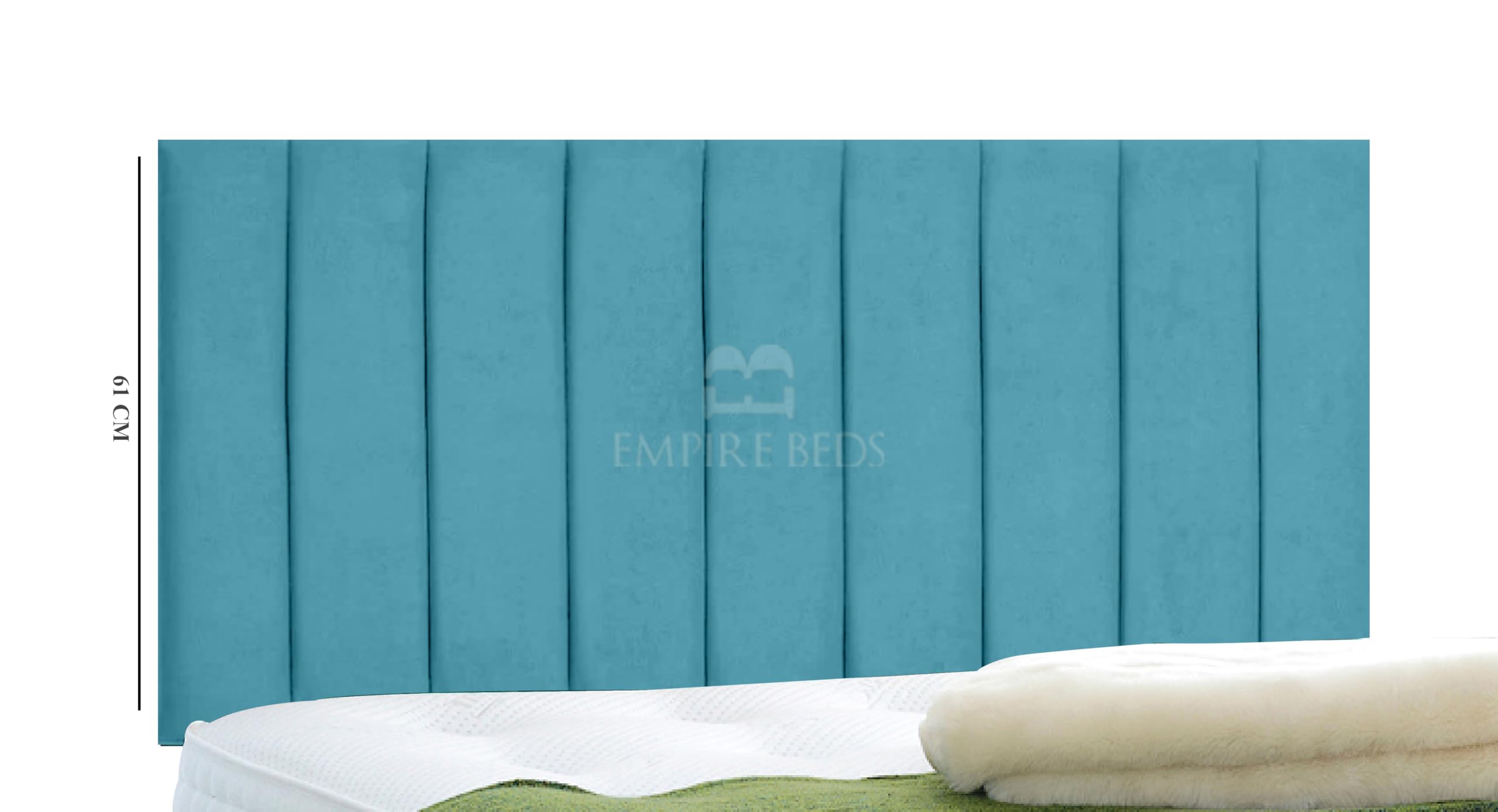 EMPIRE BEDS 24 INCH HEIGHT LUXURIOUS PORTLAND HEADBOARD IN PLUSH VELVET FABRIC FOR DIVAN BEDS(4FT Small Double- Height 24", Turquoise) โ image 1