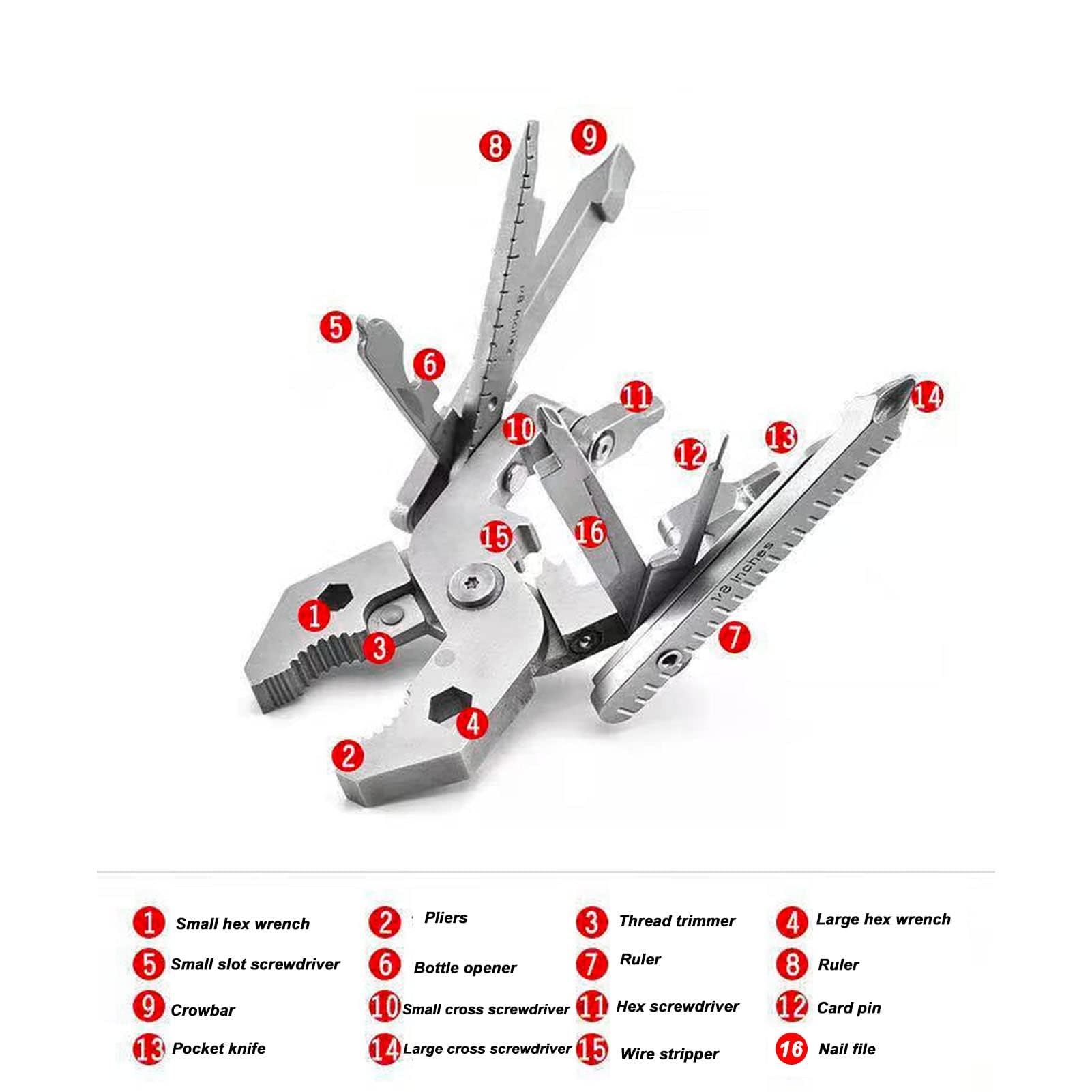 Micro outil multifonction de poche, pince à outils multifonction en acier, tournevis en acier, clé à dénuder, outil multifonction portable, pliable, cadeau idéal pour papa